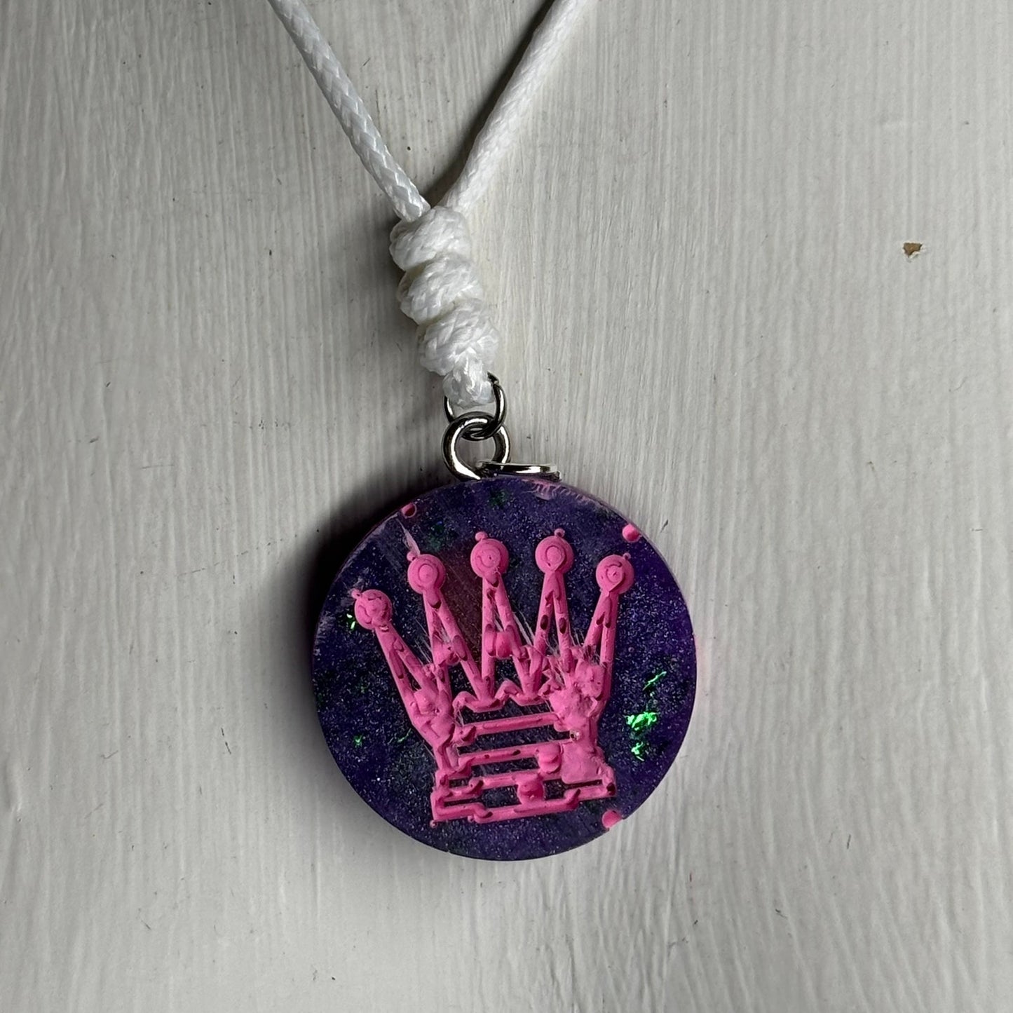 Sparkle Purple Queen - Handmade Resin Chess Necklace