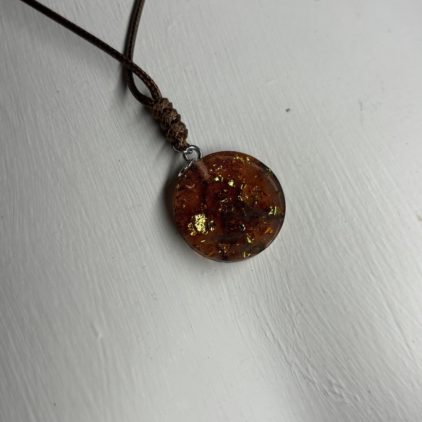 Amber Vintage Bishop - Handmade Resin Chess Necklace