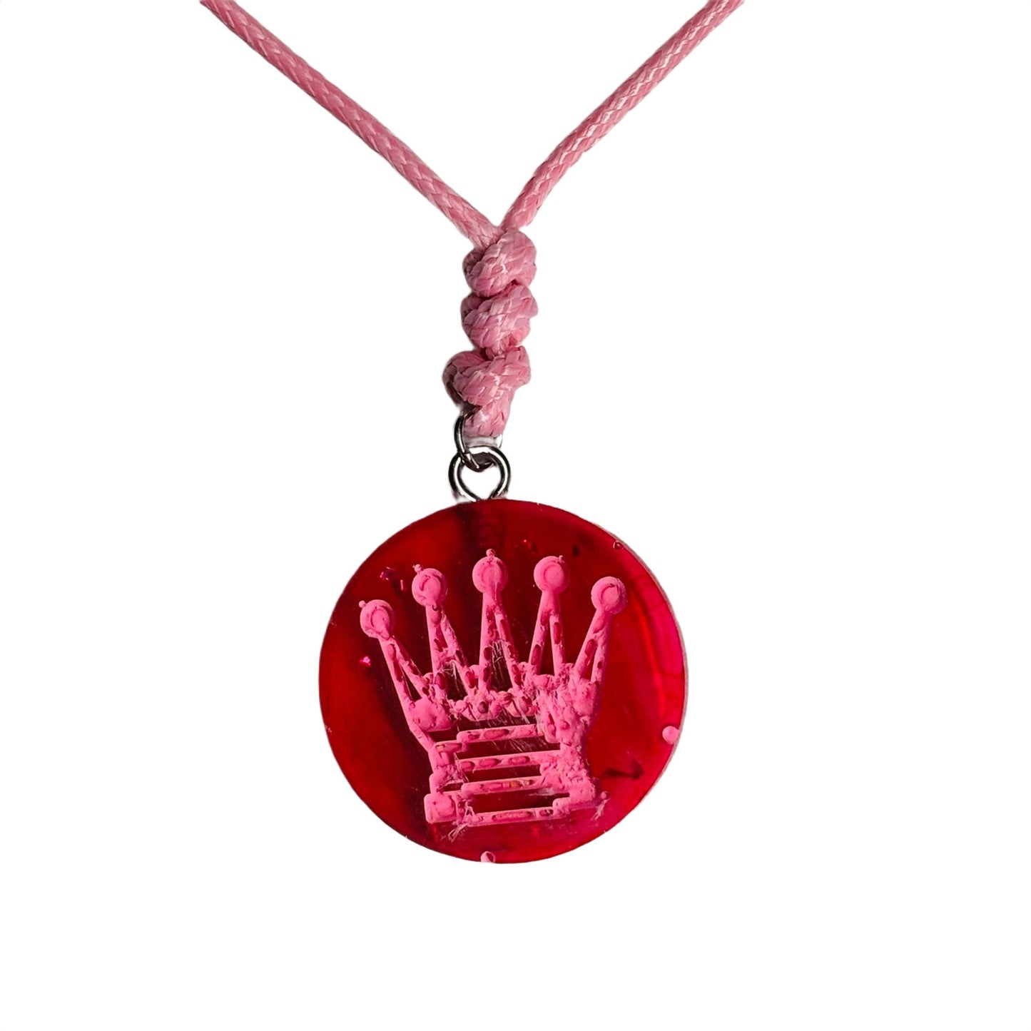 Silky Pink Queen - Handmade Resin Chess Necklace