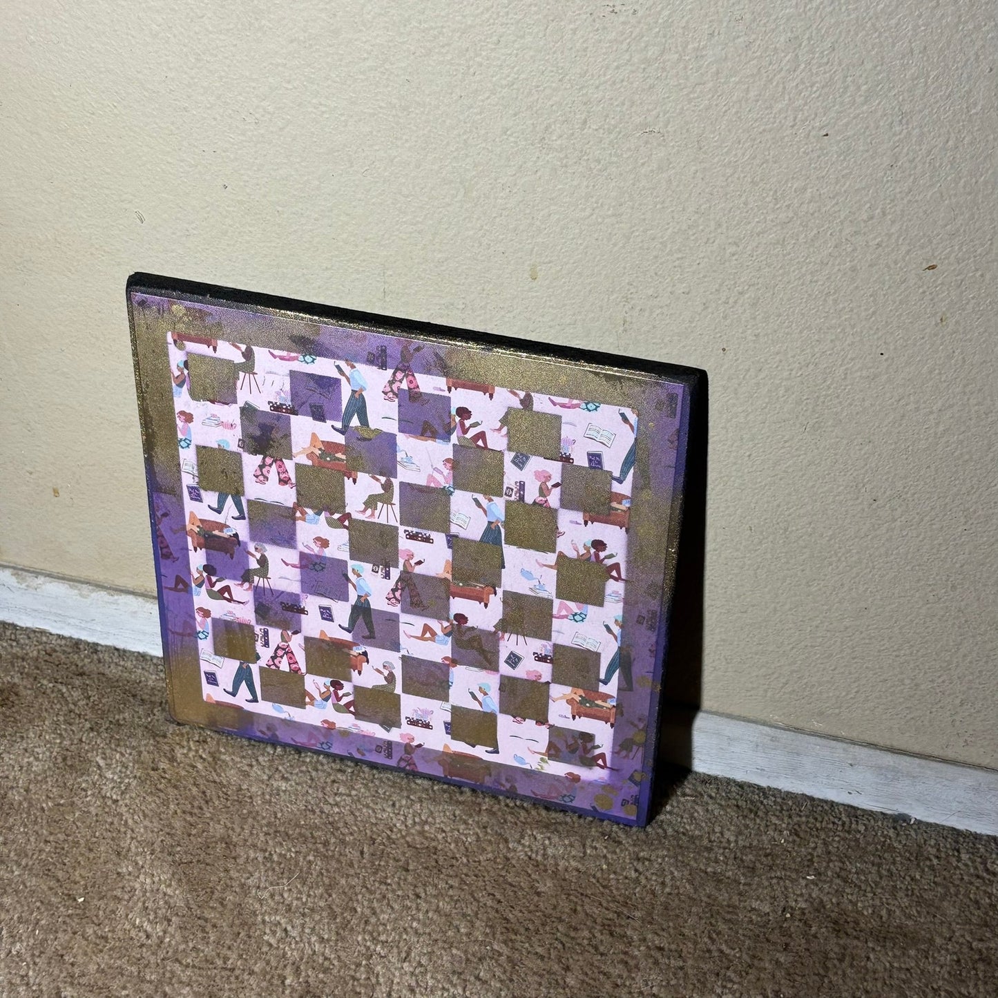 Purple Gold College Studies - Scrapbook Chess Board