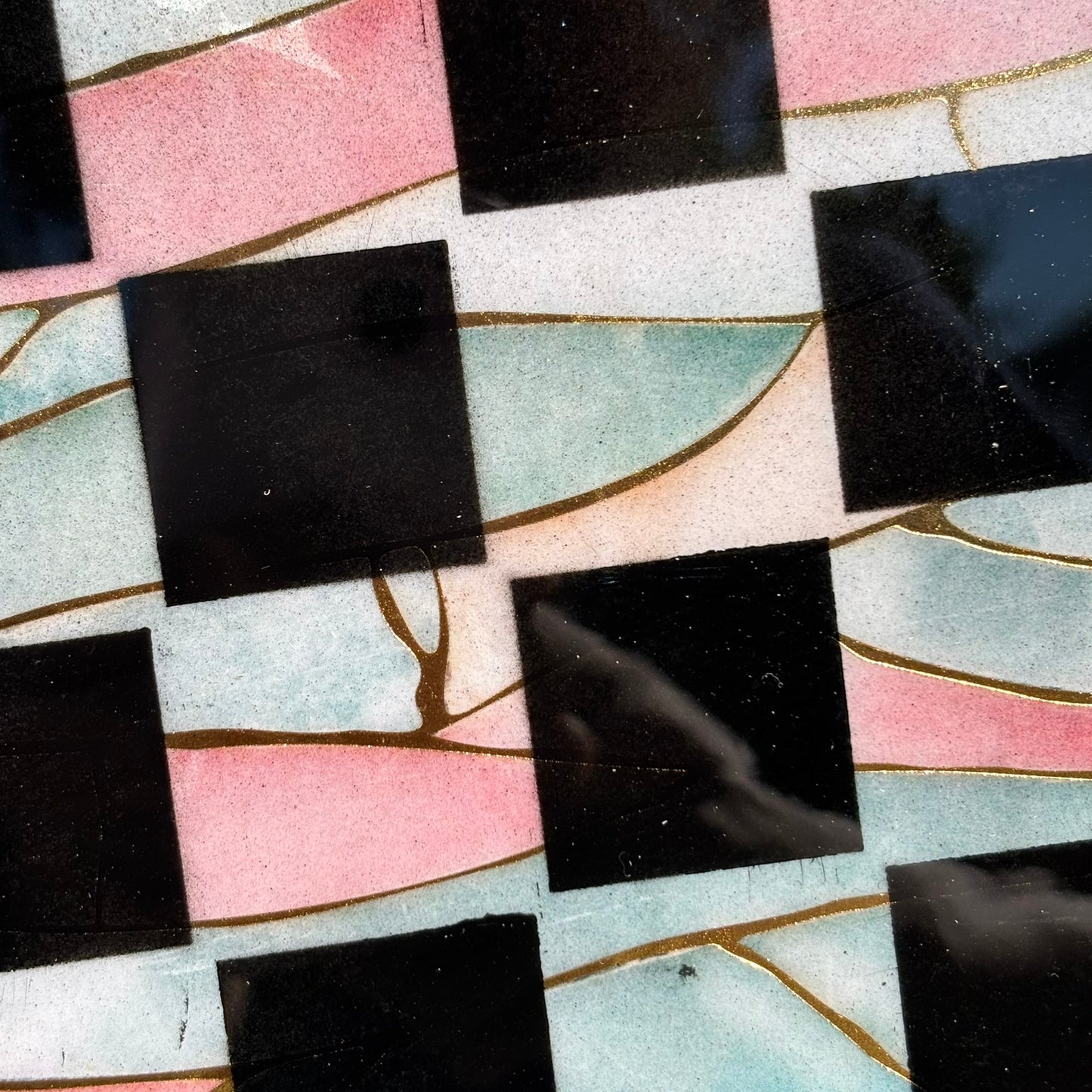 Cream Blue & Pink - Resin Coated Chess Board