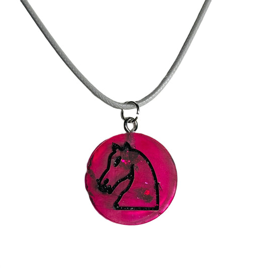 Cool Red Knight - Handmade Resin Chess Necklace