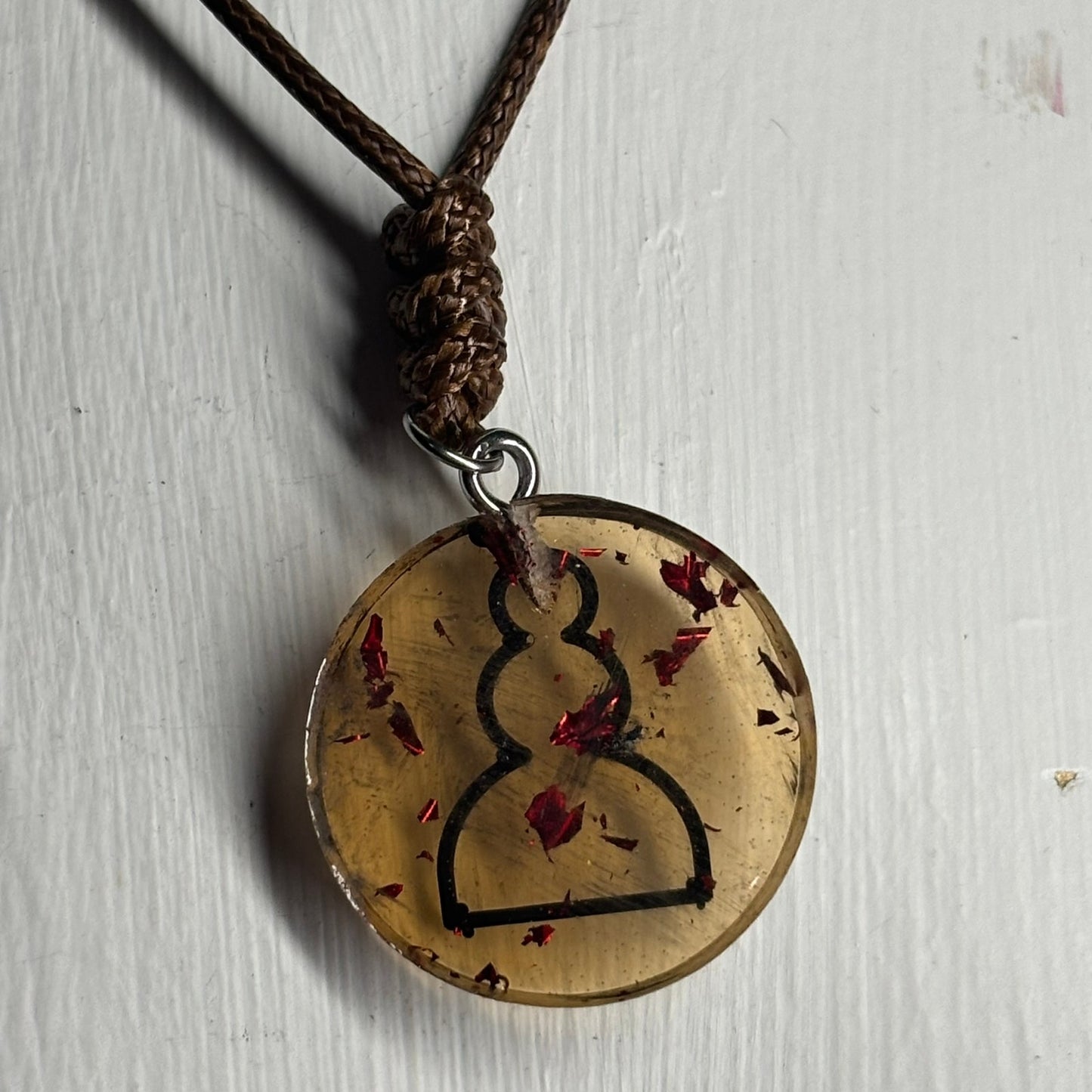 Vintage Amber Pawn - Handmade Resin Chess Necklace