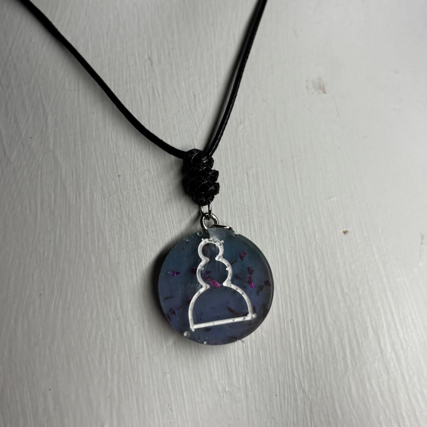 Translucent blue Pawn - Handmade Resin Chess Necklace