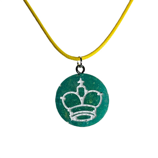 Mint Green King - Handmade Resin Chess Necklace