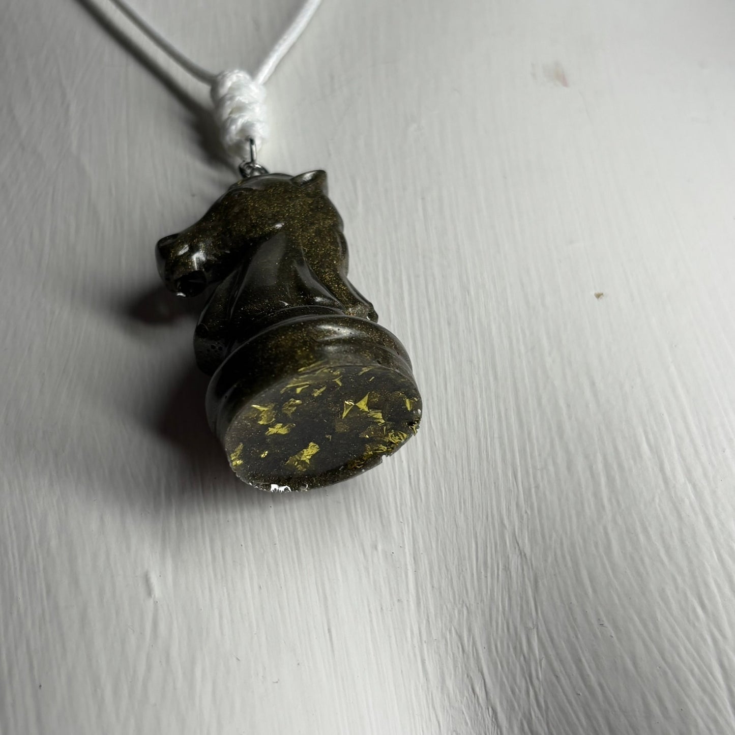 Alien Green Knight - Handmade Resin Chess Necklace