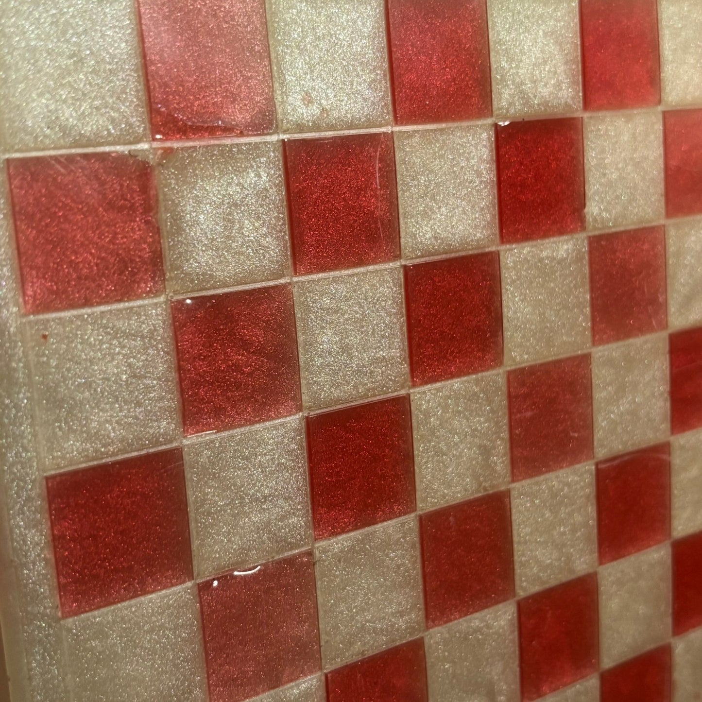 Cream White & Red - Resin Chess Board