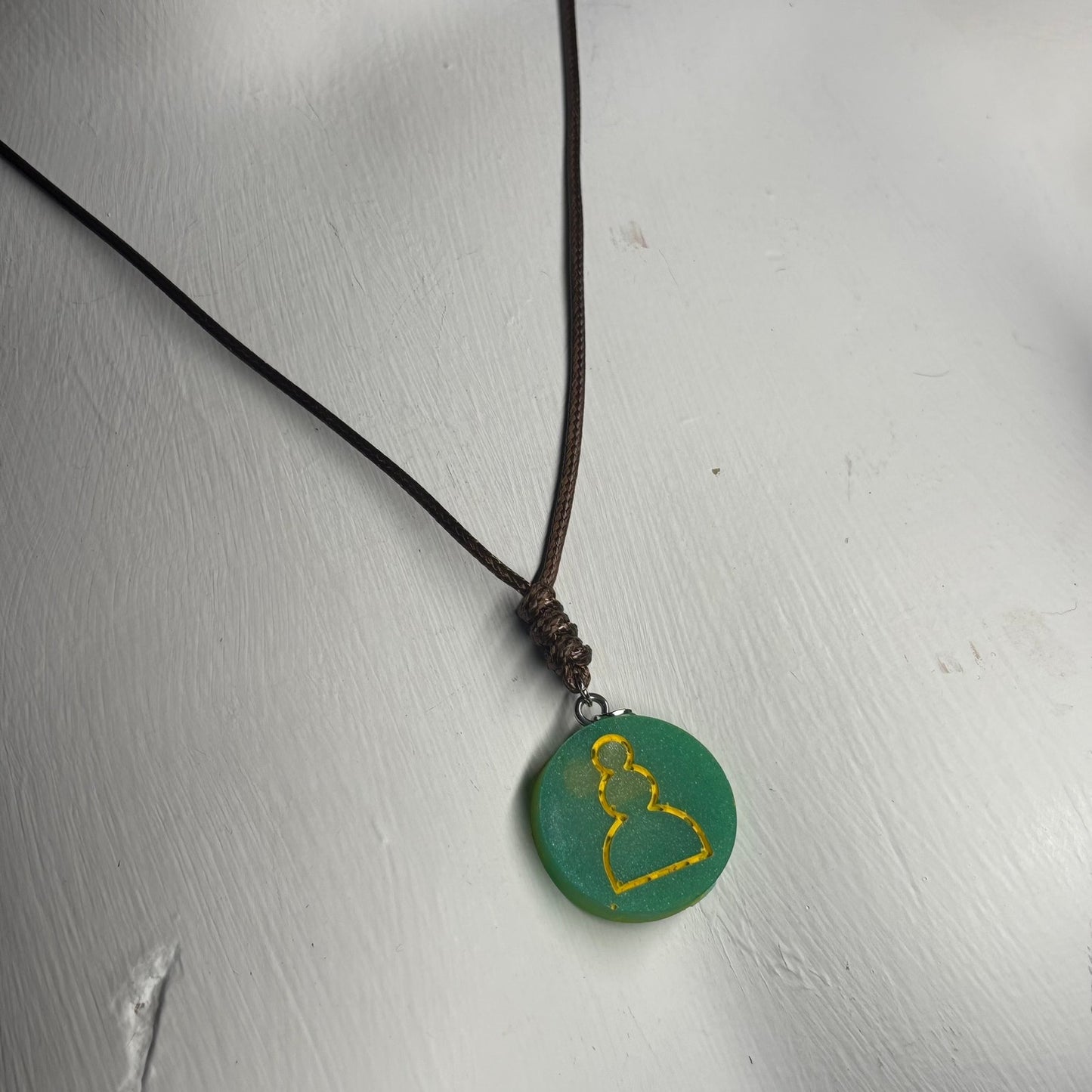 Green Pawn - Handmade Resin Chess Necklace