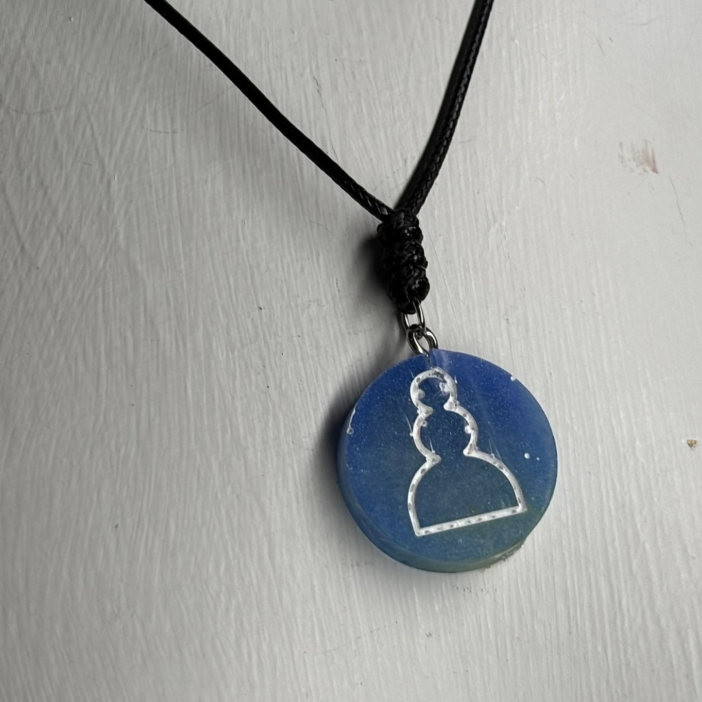 Blue Pawn - Handmade Resin Chess Necklace