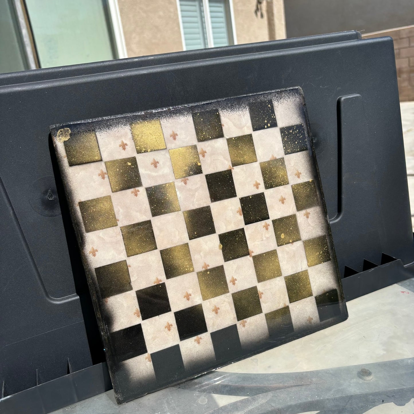 Old School Cream - Resin Coated Chess Board