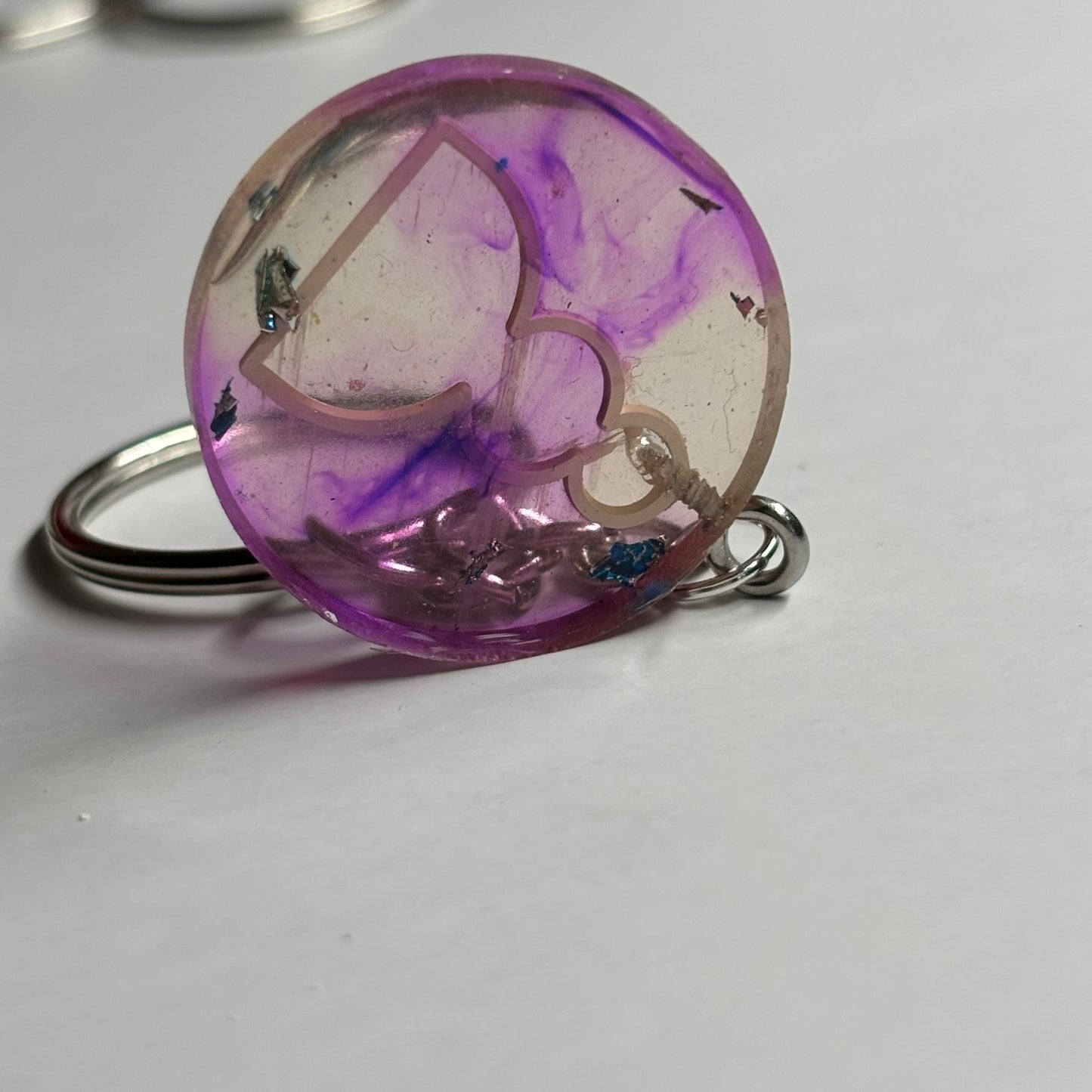 Clear Purple Swirl Pawn - Handmade Resin Keychain