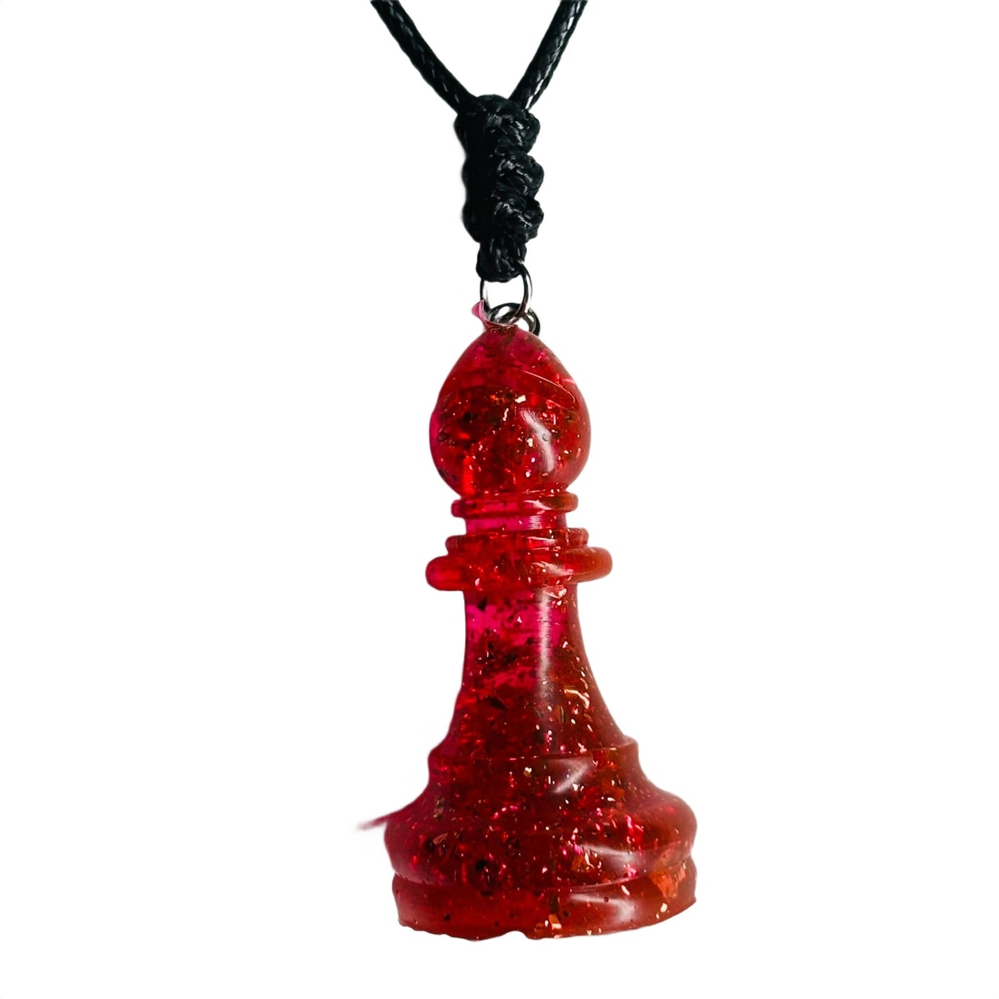 Crystal Red Bishop - Handmade Resin Chess Necklace
