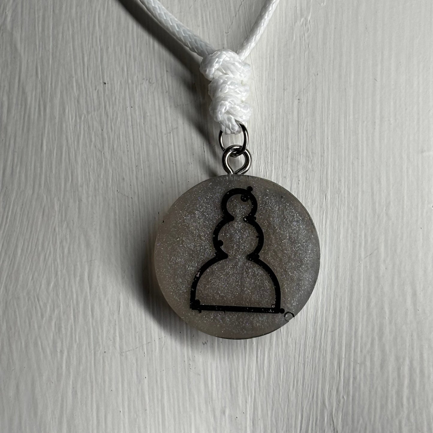 Silver Pawn - Handmade Resin Chess Necklace