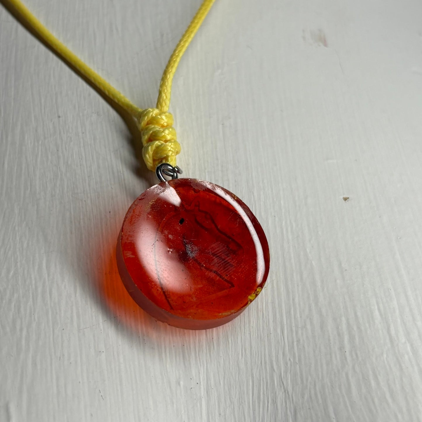 Cherry Red Knight - Handmade Resin Chess Necklace