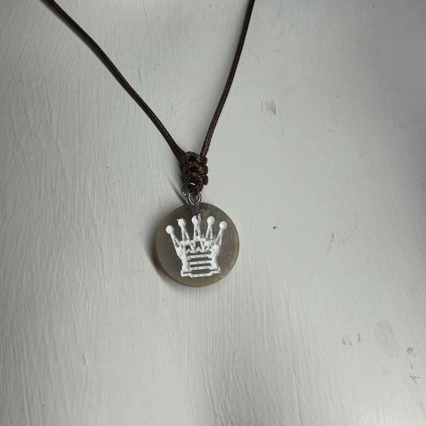 Dirty Green Queen - Handmade Resin Chess Necklace