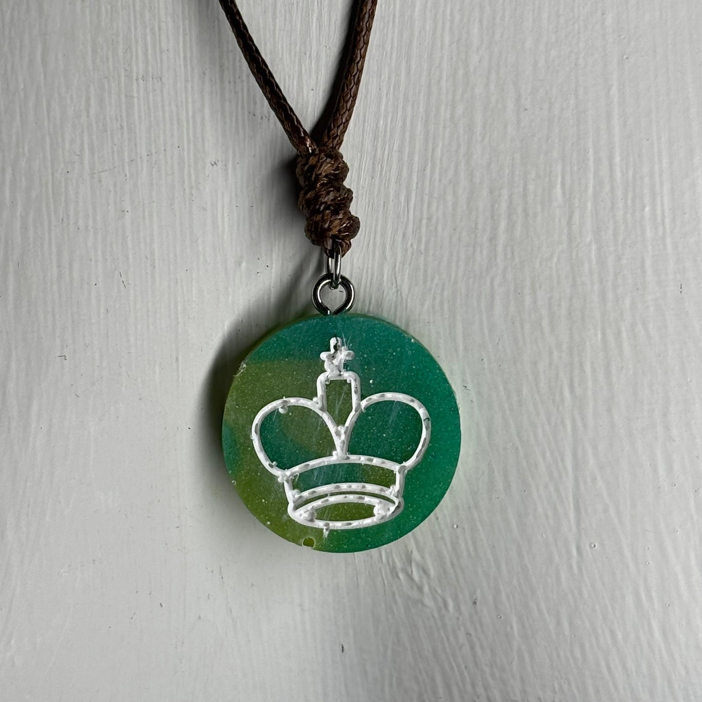 Classic Green King - Handmade Resin Chess Necklace