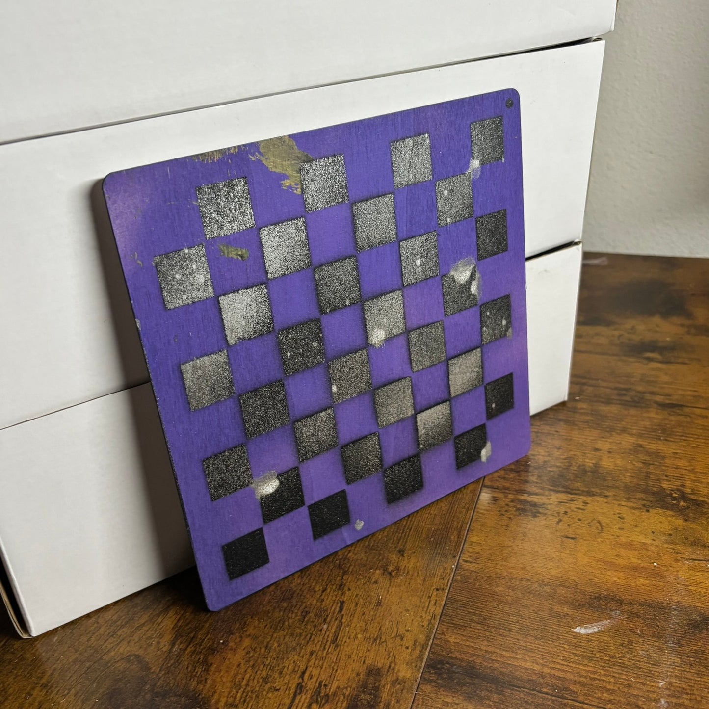 Purple Night - Painted Thin Wooden Chess Board