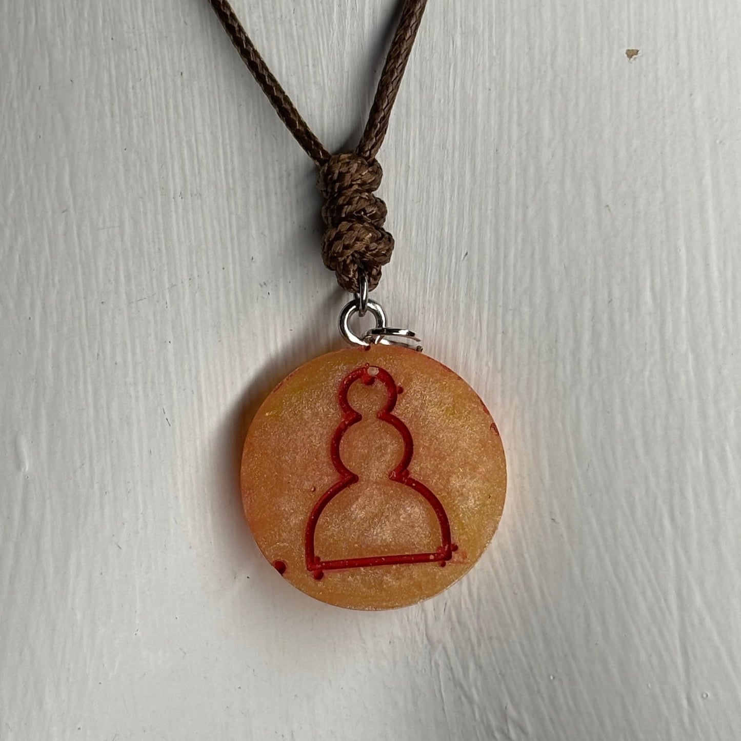 Vintage Yellow Pawn - Handmade Resin Chess Necklace