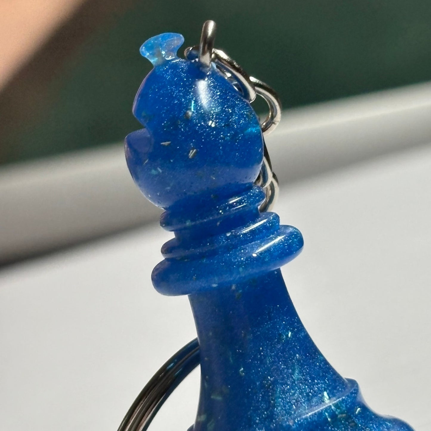 Blue Sparkle Bishop - Handmade Resin Keychain