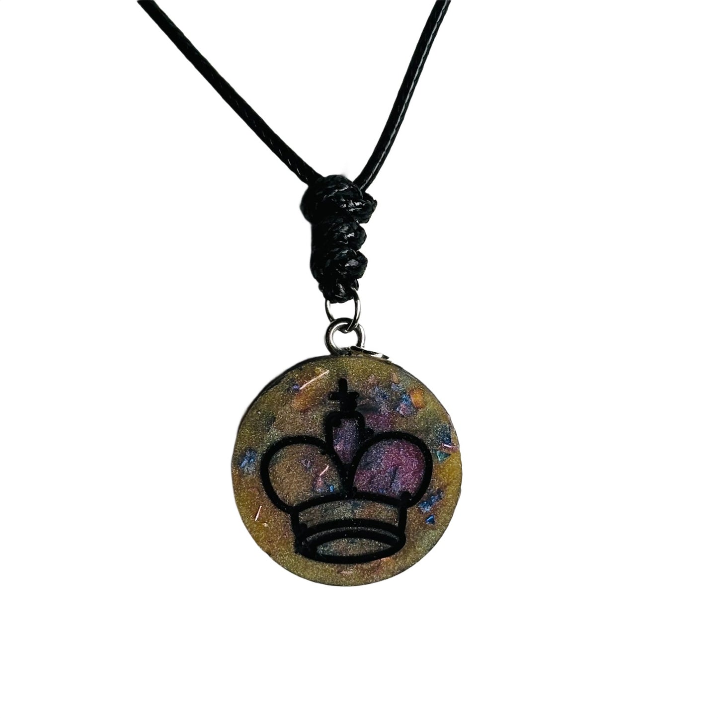 Pink/Yellow King - Handmade Resin Chess Necklace