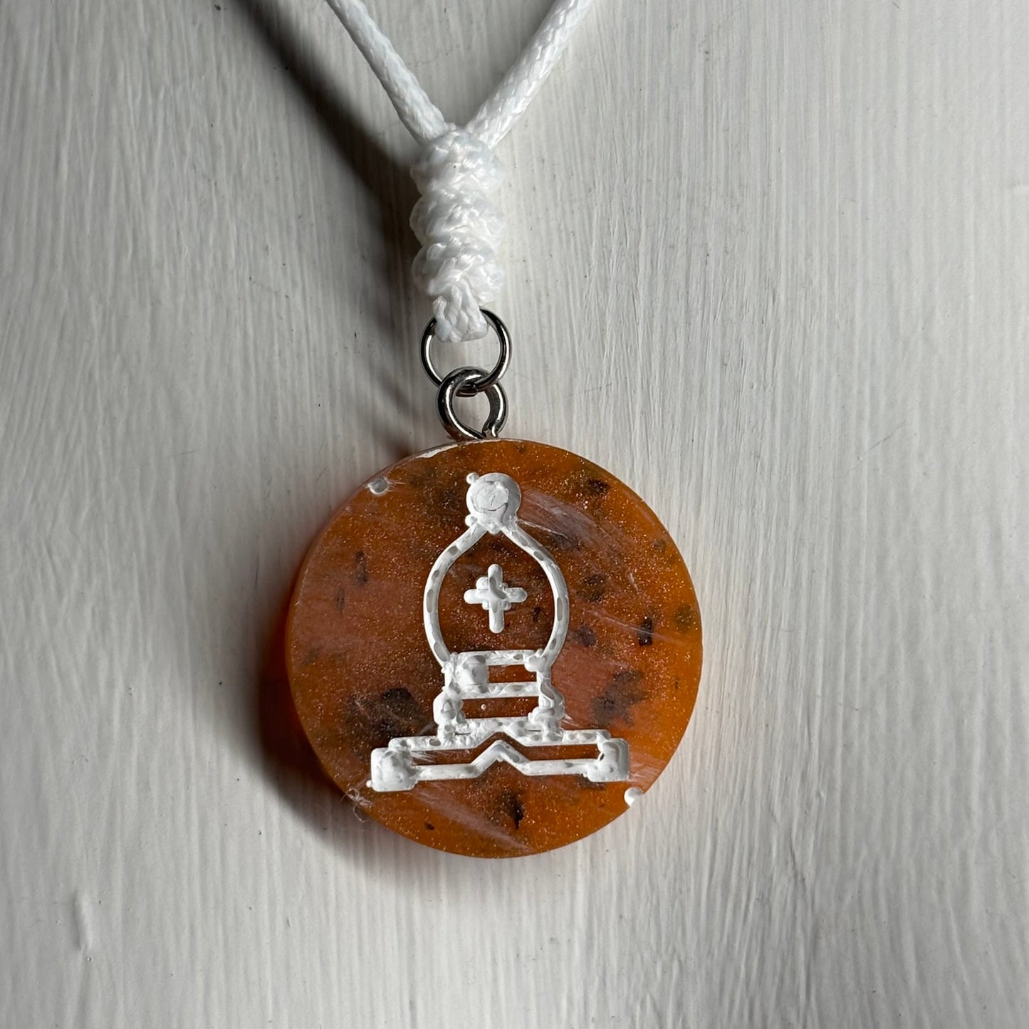 Orange Tiger Bishop - Handmade Resin Chess Necklace
