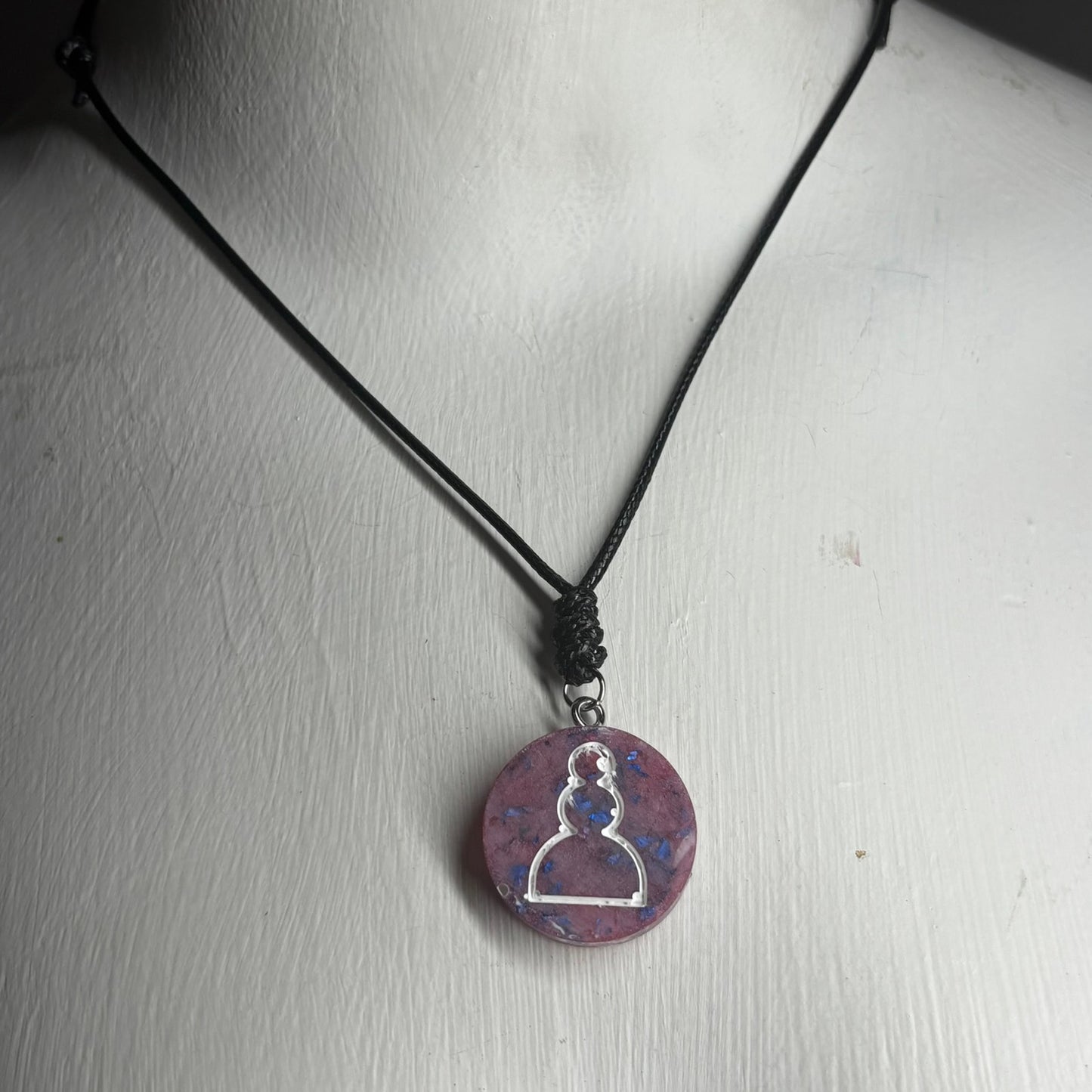 Purple/Pink Mixed Pawn - Handmade Resin Chess Necklace