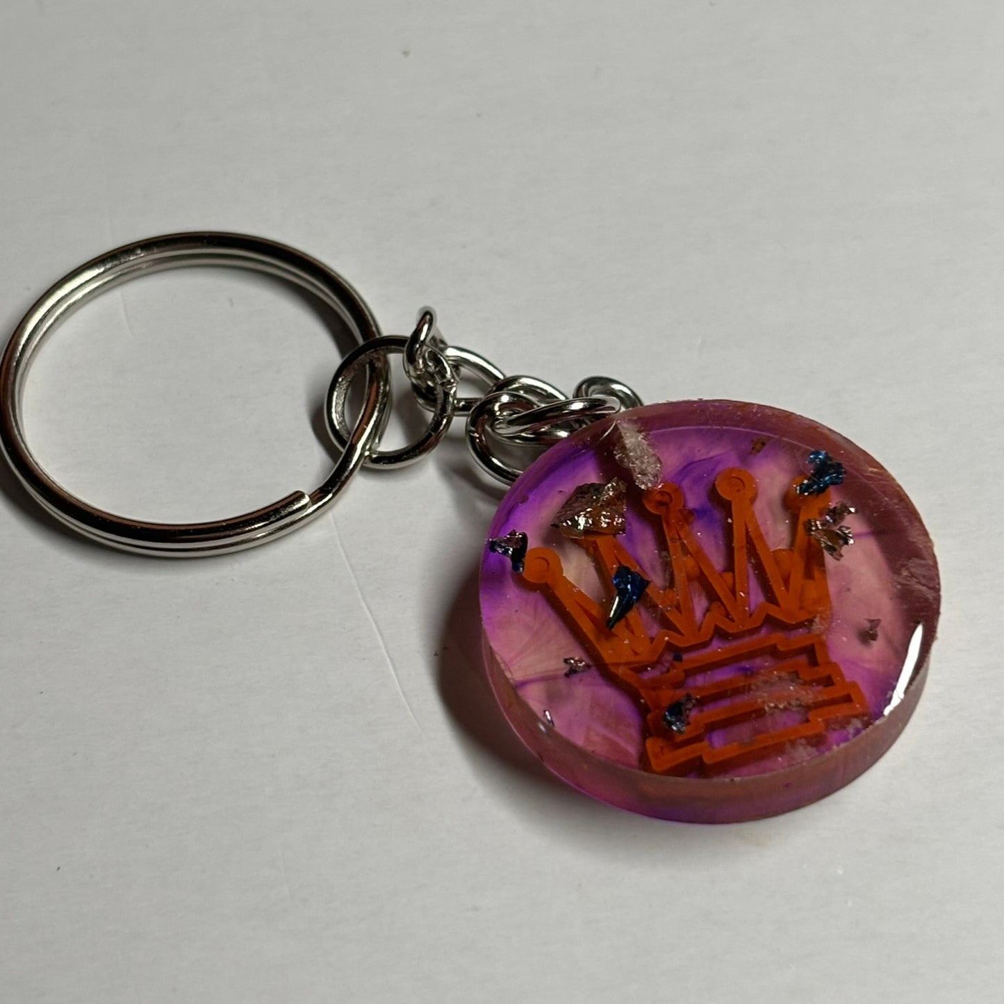 Orange Purple Translucent Handmade Resin Keychain - Flat Edition