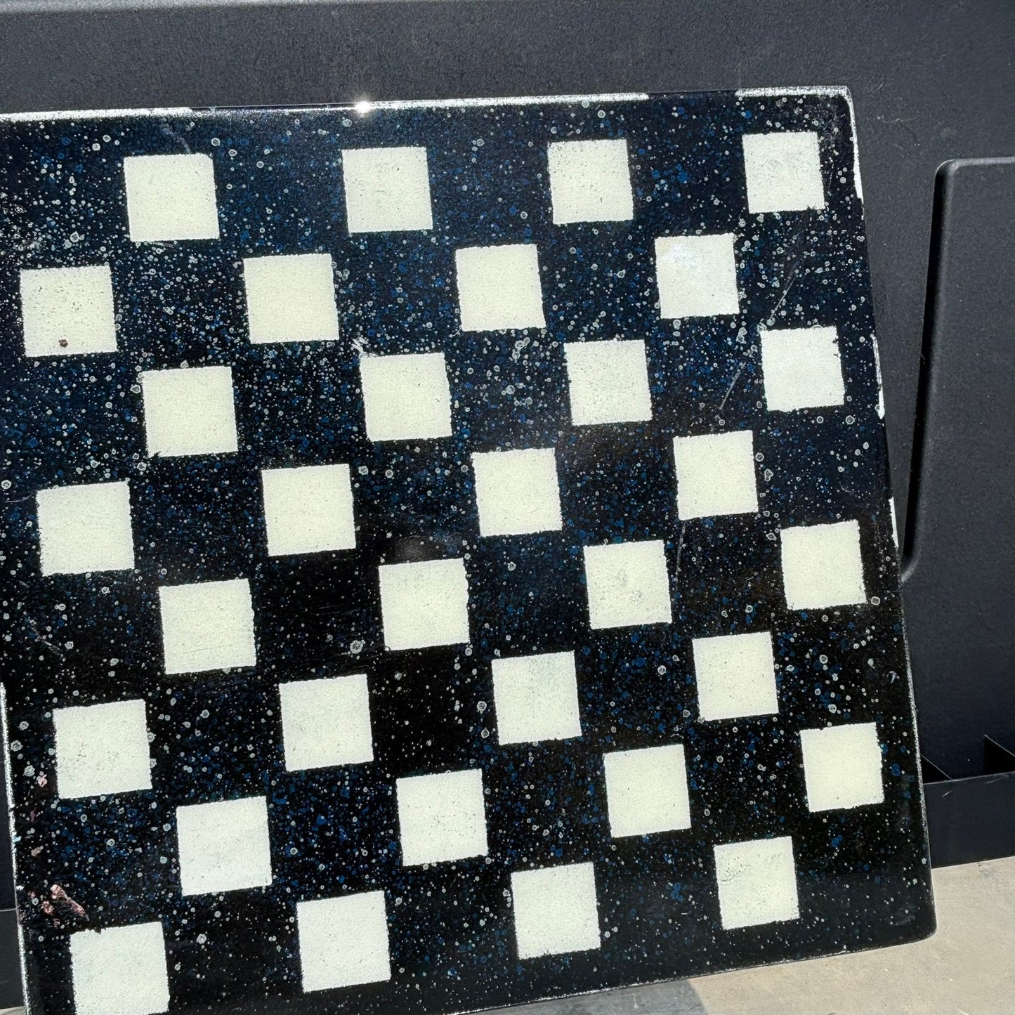 Bubble Deep Seas Black & Blue - Resin Coated Chess Board