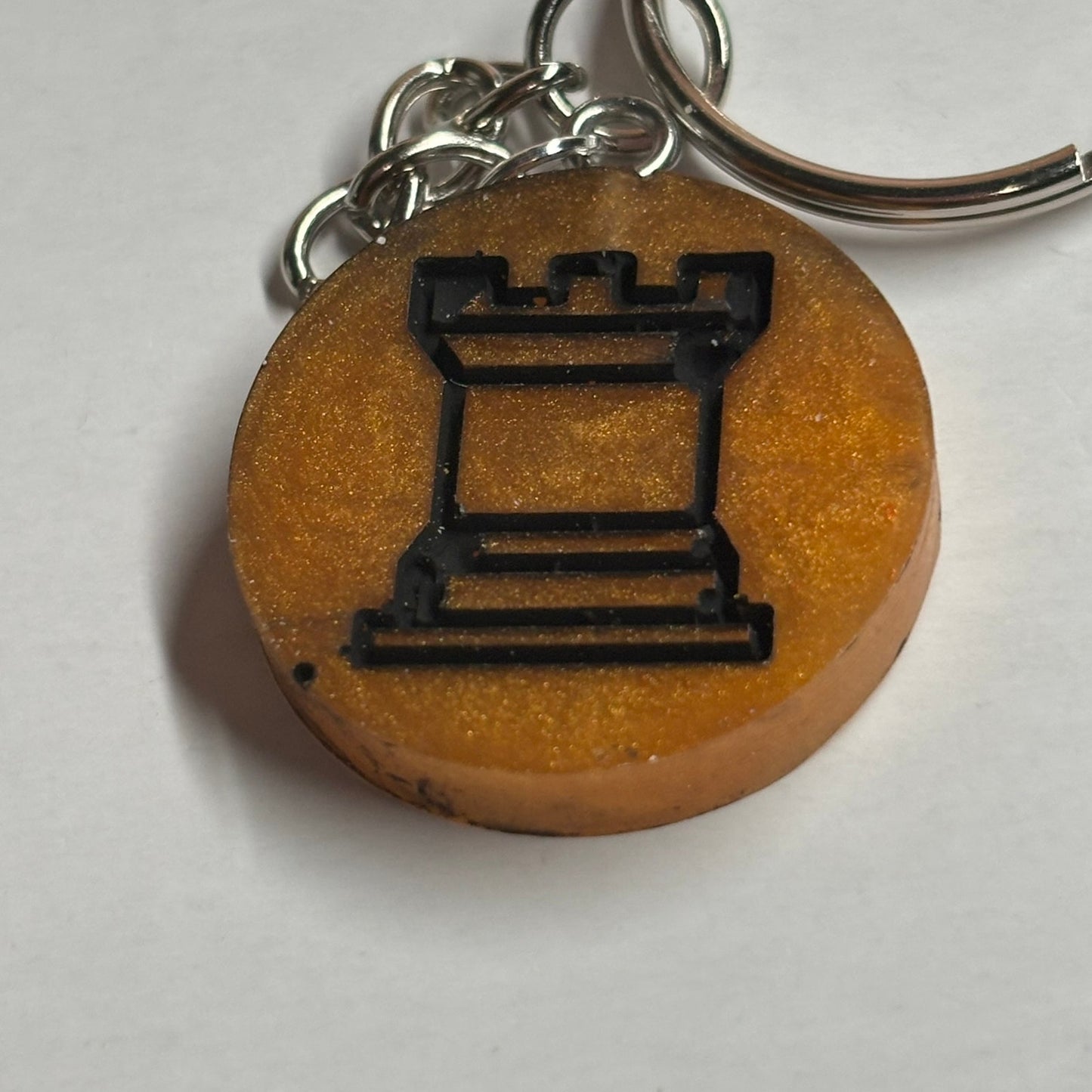 Orange Lava Rook - Handmade Resin Keychain