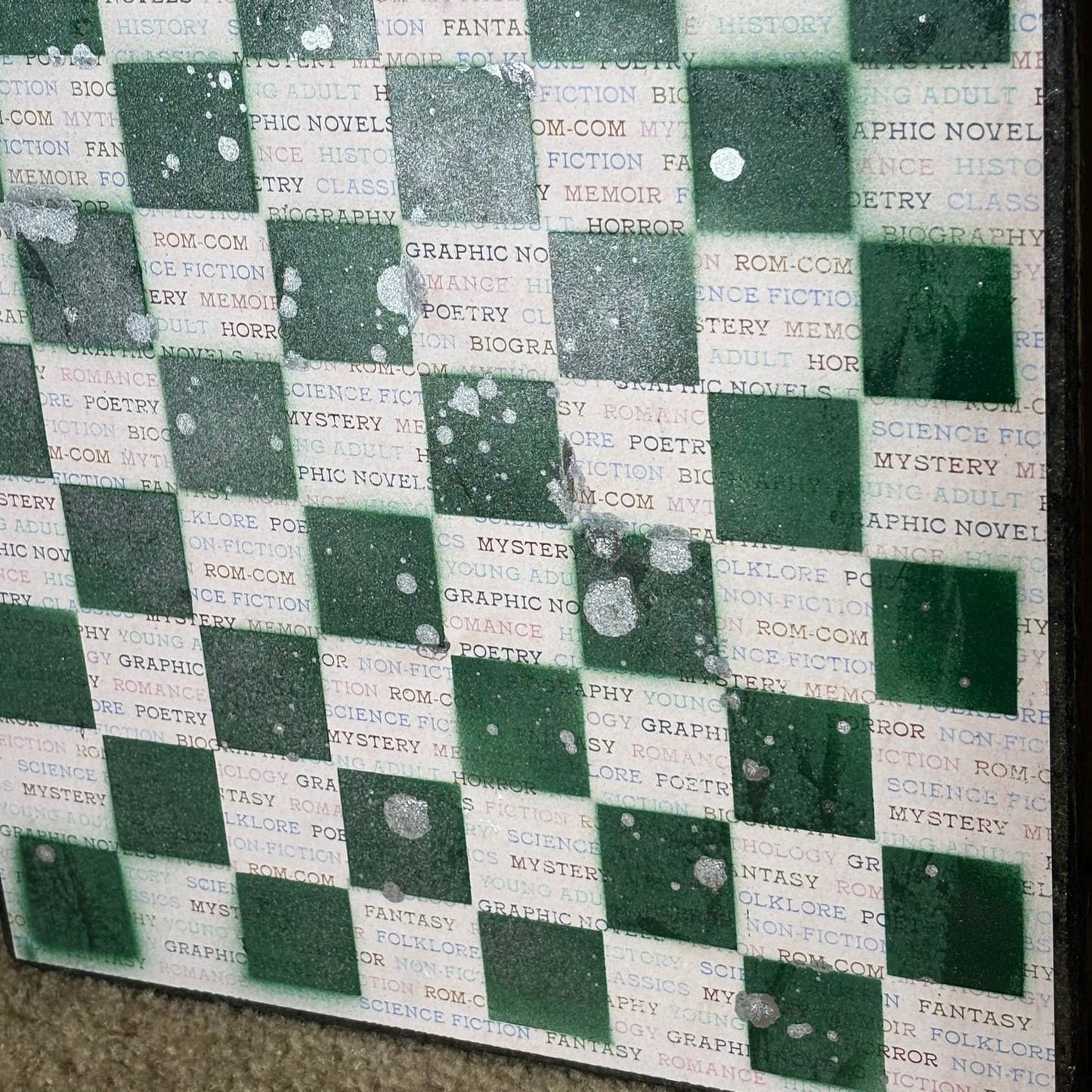 Green Wording - Scrapbook Chess Board