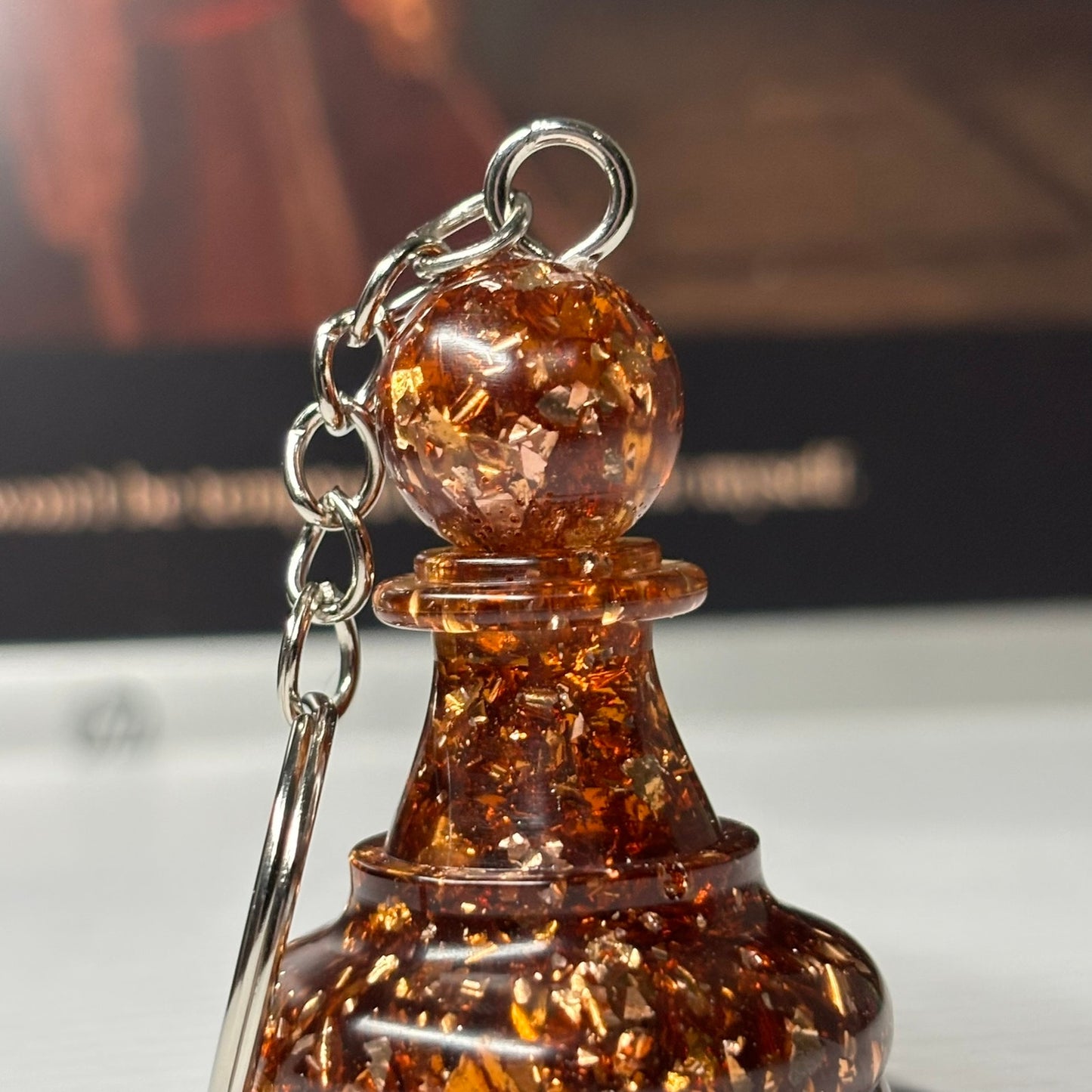 Amber Crystal Pawn - Handmade Resin Keychain - Large Edition
