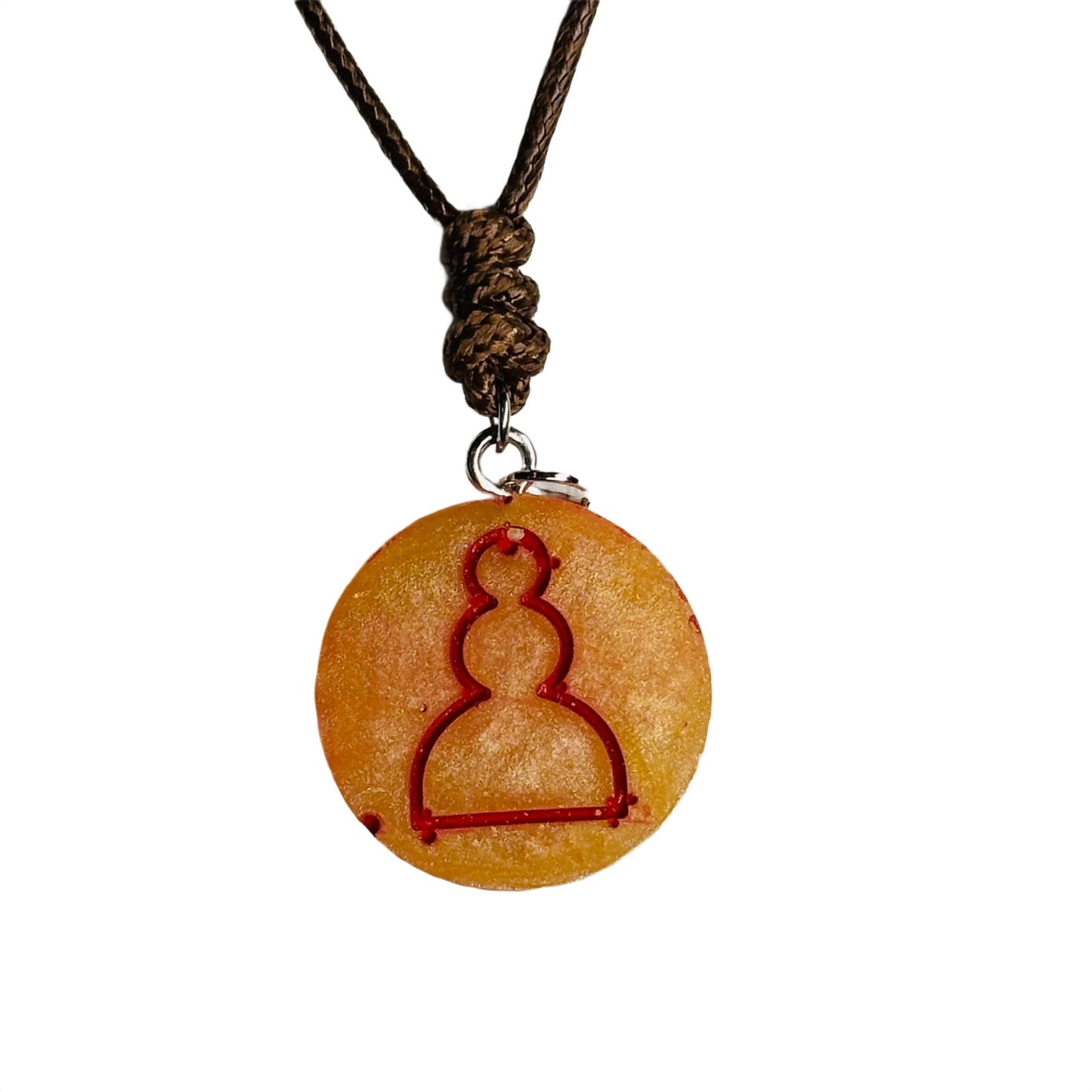Vintage Yellow Pawn - Handmade Resin Chess Necklace