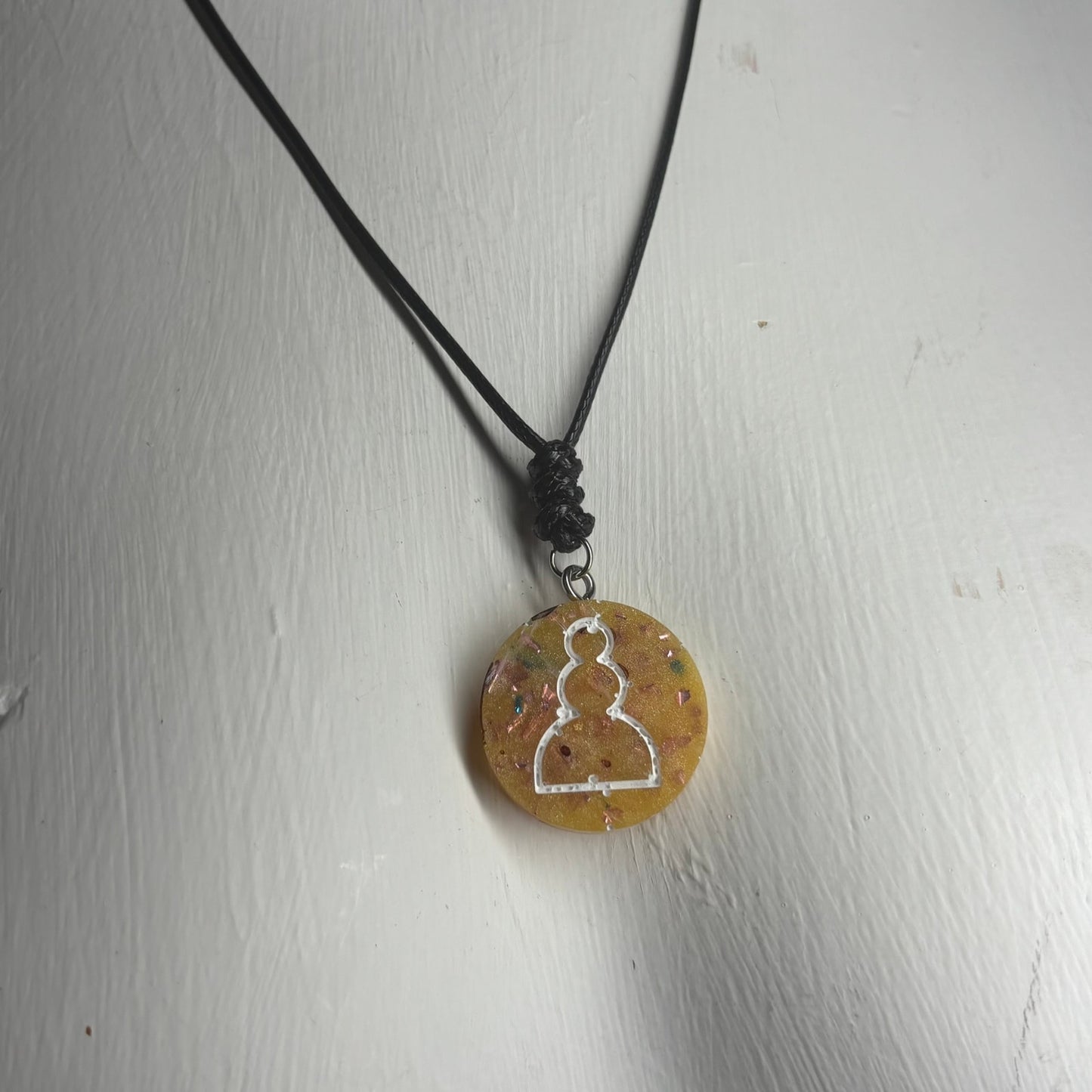 Yellow Crystal Pawn - Handmade Resin Chess Necklace