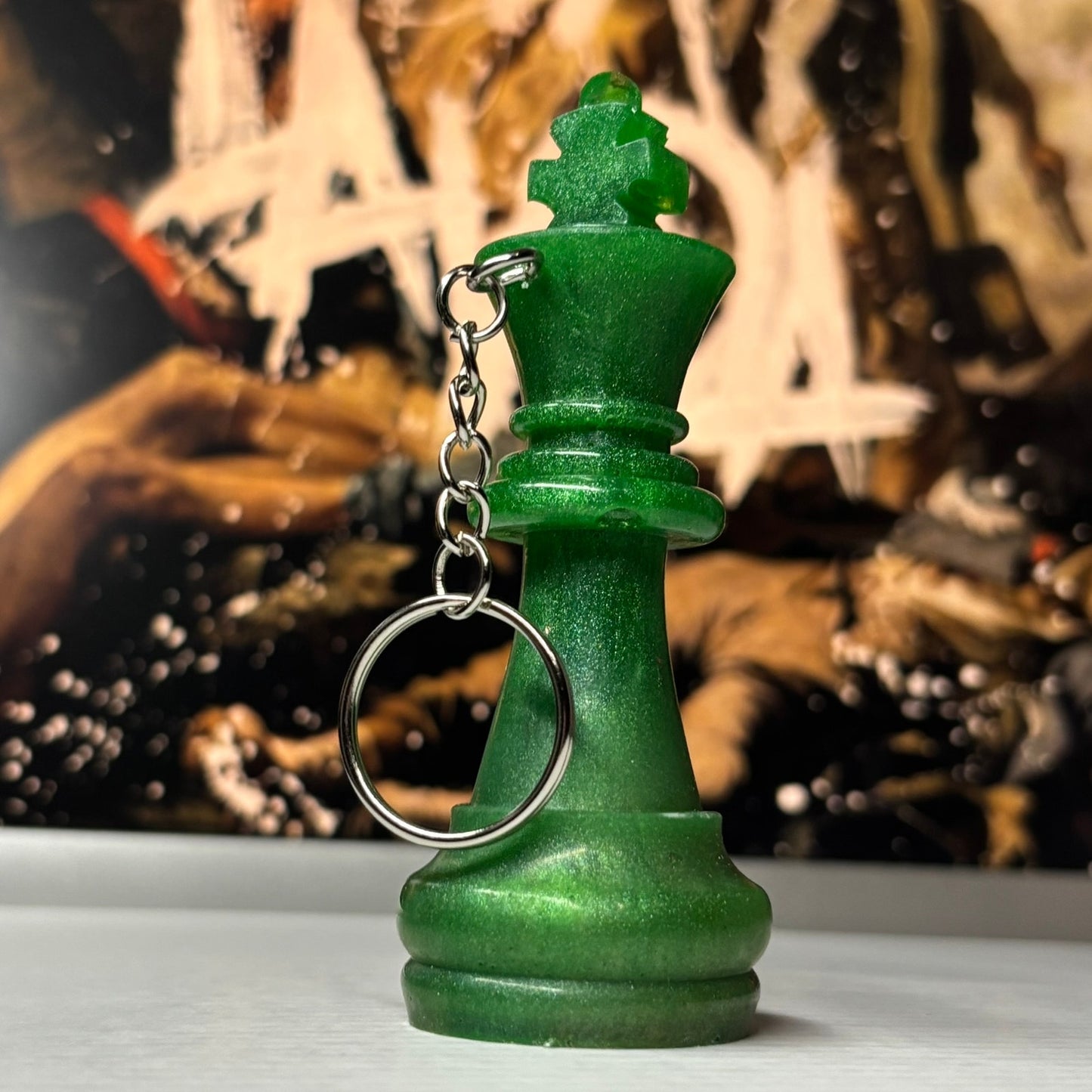 Solid Green King - Handmade Resin Keychain - Large Edition