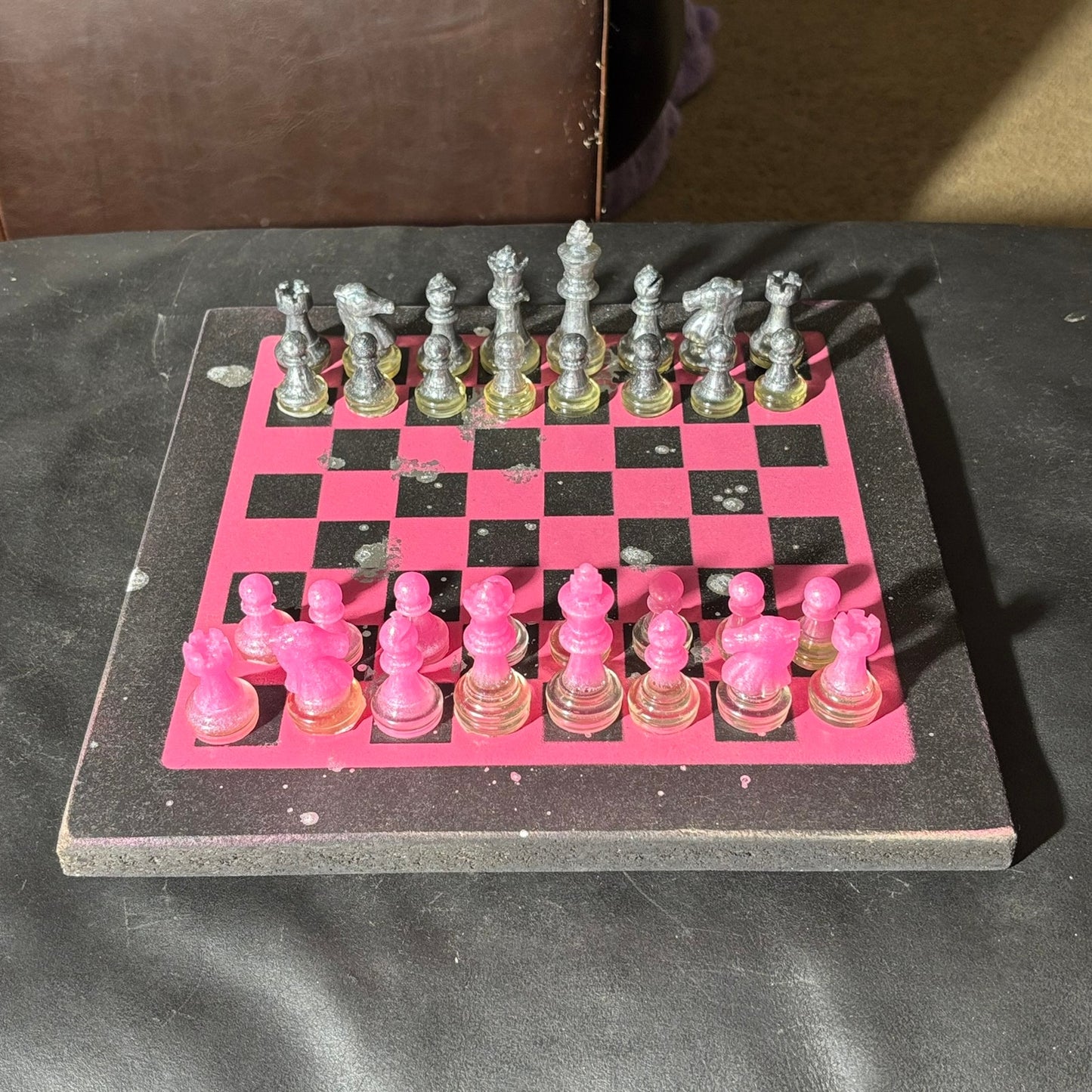 Pink & Black - Painted Chess Set
