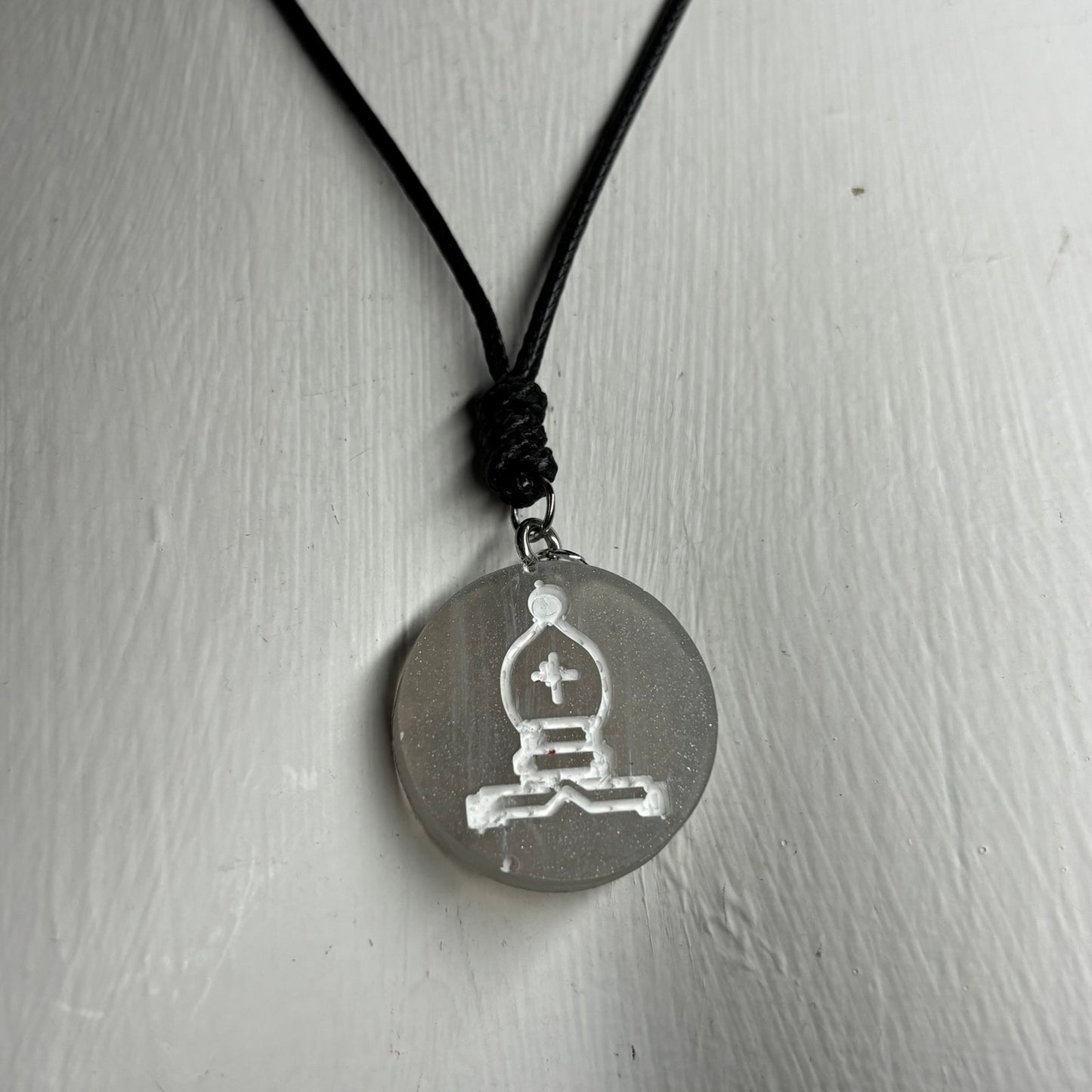 White Bishop - Handmade Resin Chess Necklace