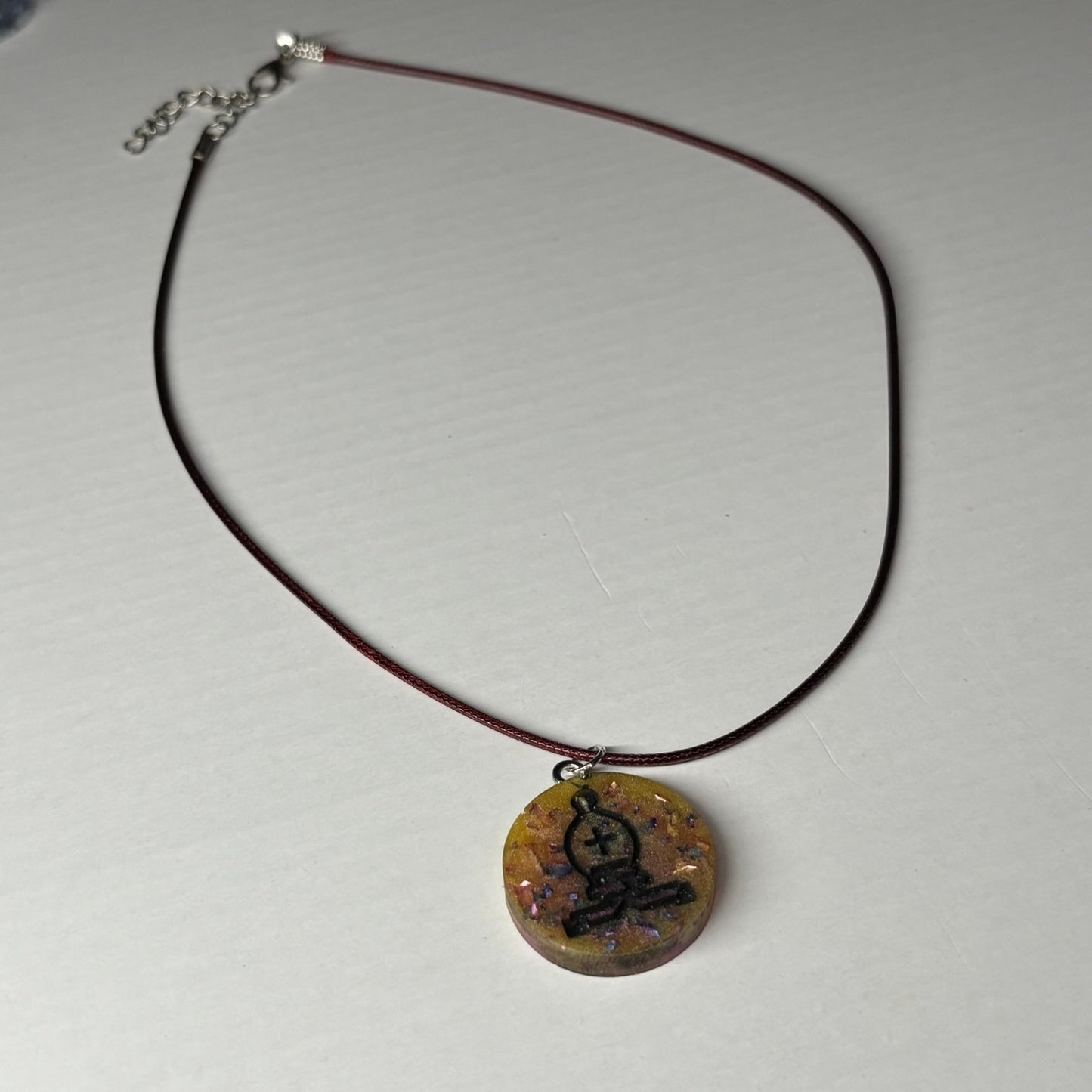 Dark Crystal Bishop - Handmade Resin Chess Necklace