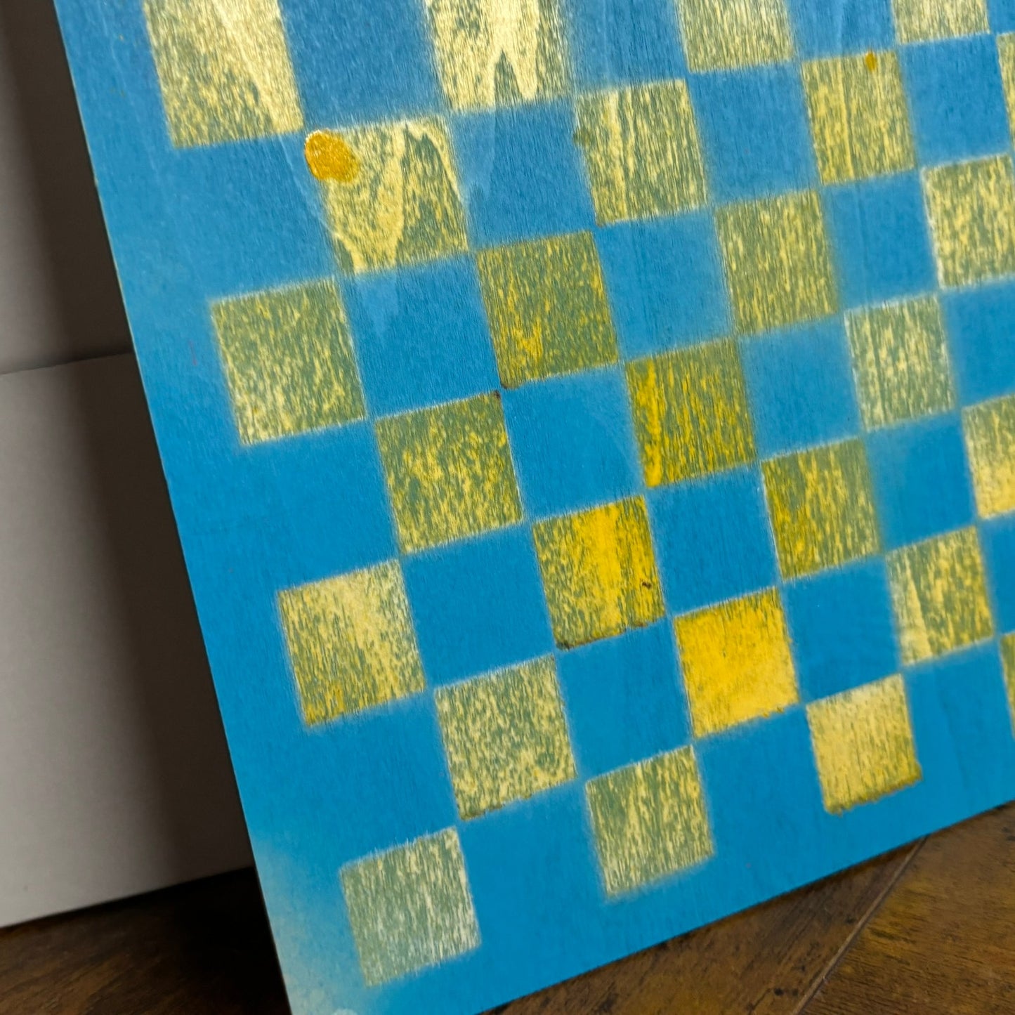 Blue Mustard Yellow - Painted Thin Wooden Chess Board
