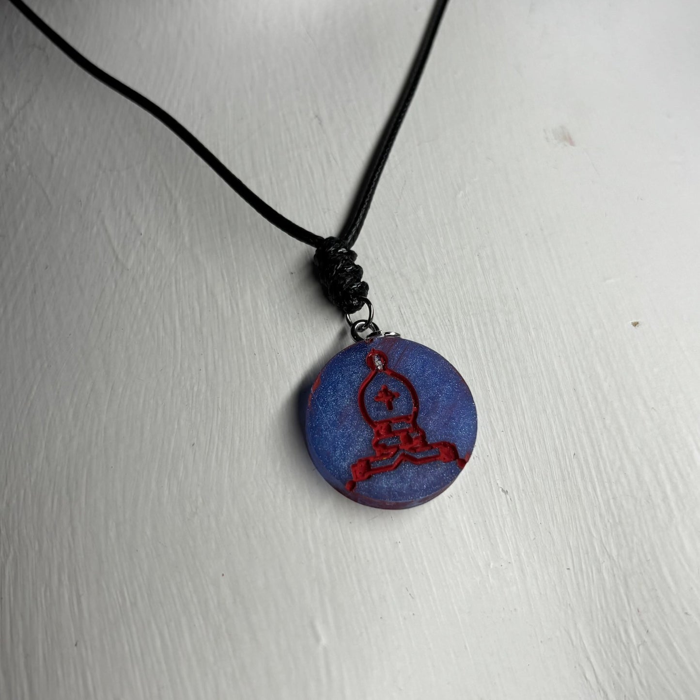 Purple/Blue Bishop - Handmade Resin Chess Necklace