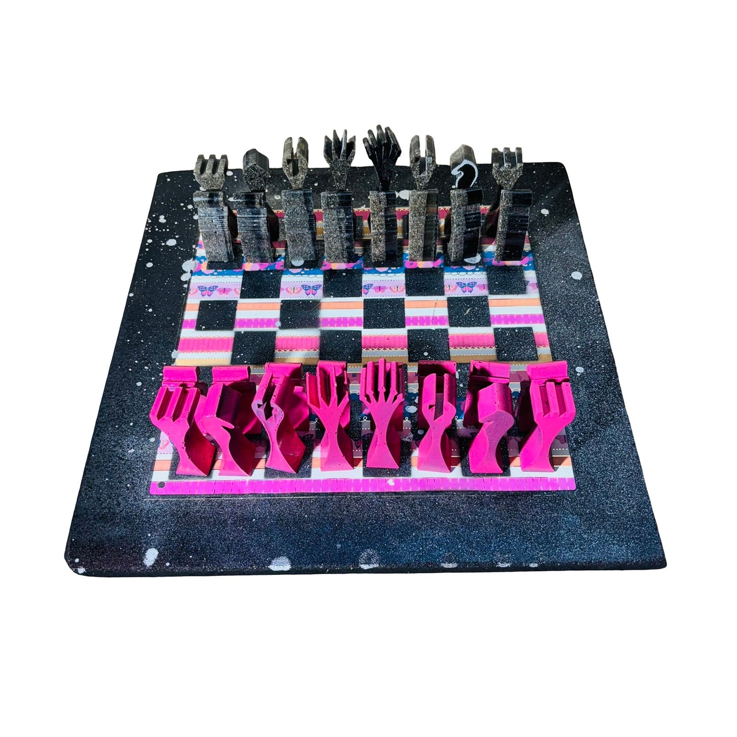 Pink Stripes - Large Deluxe Chess Set