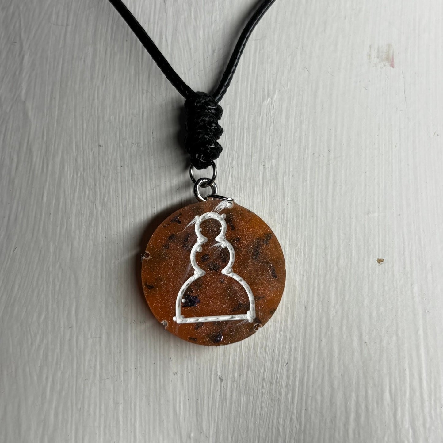 Orange Royal Pawn - Handmade Resin Chess Necklace