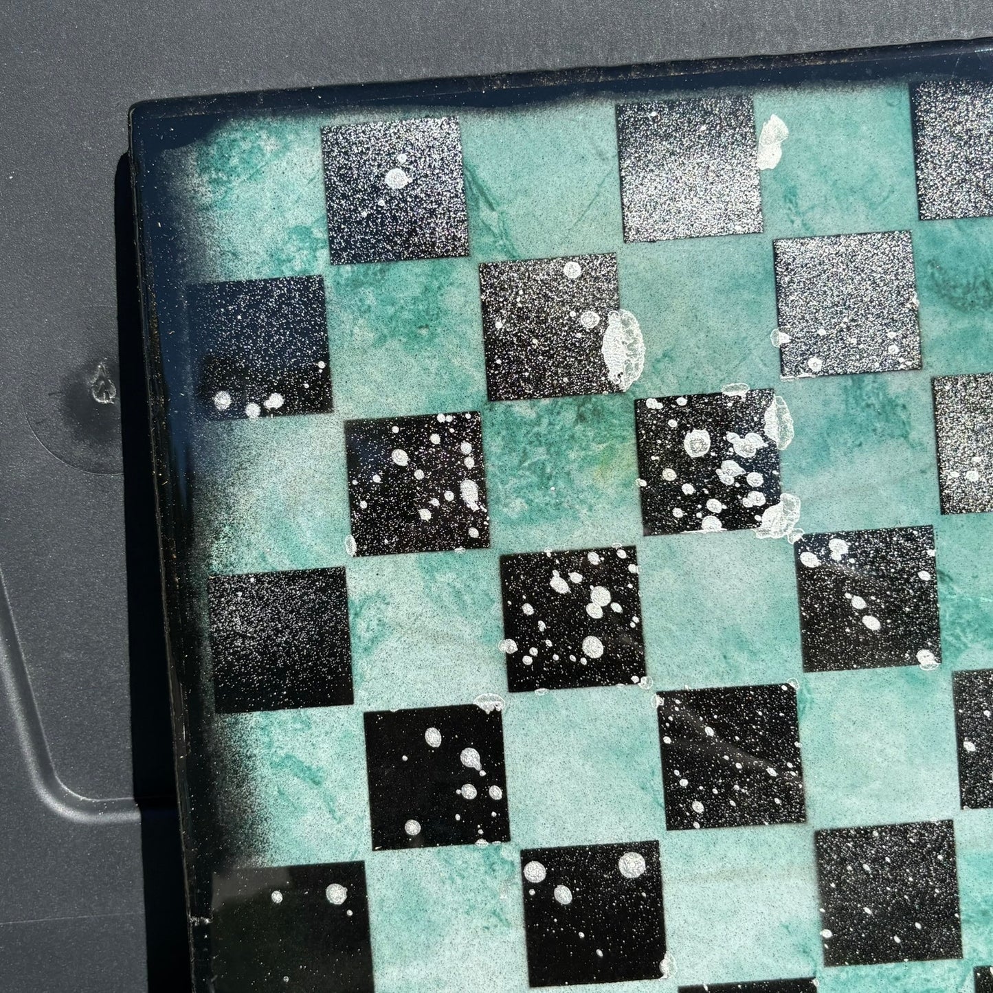 Rock Green - Resin Coated Chess Board