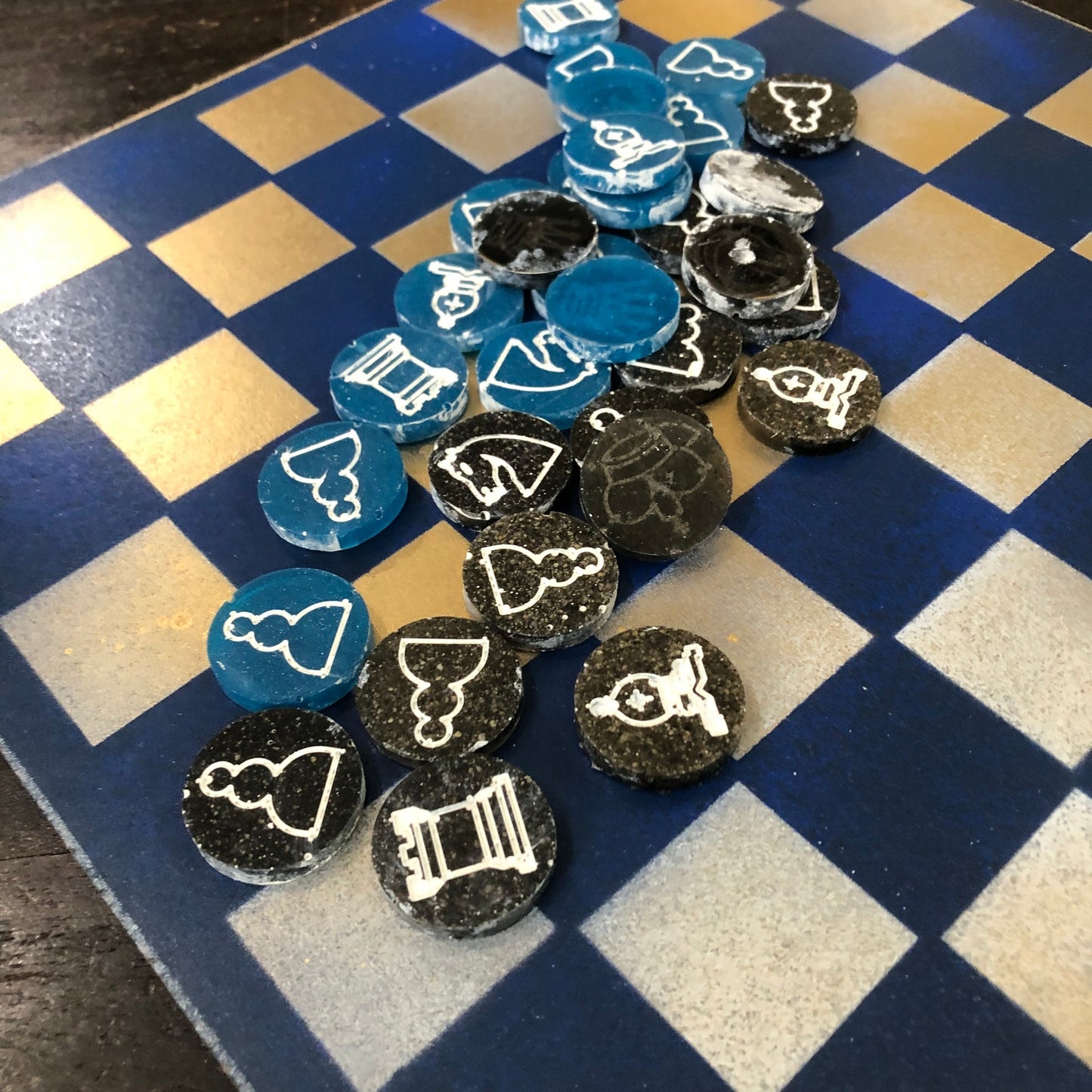 Golden Blue - Painted Chess Set