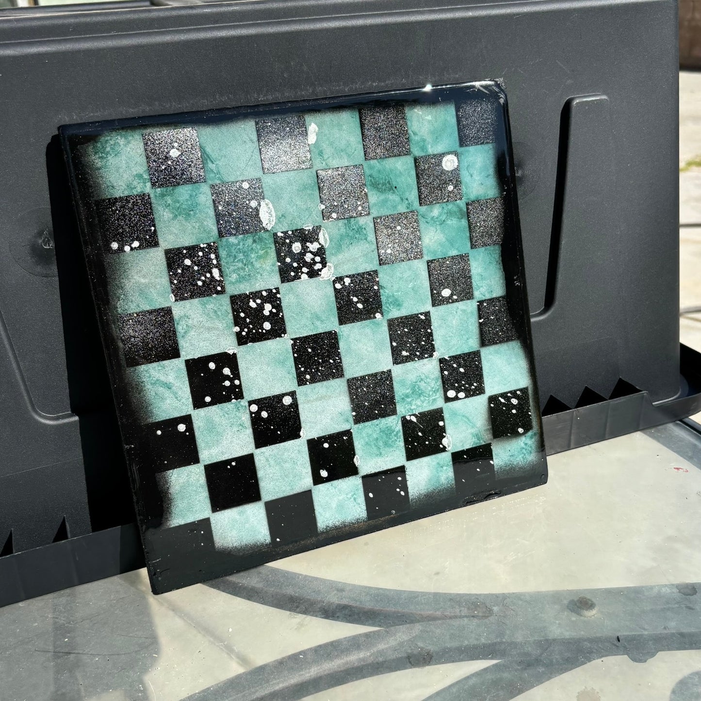 Rock Green - Resin Coated Chess Board