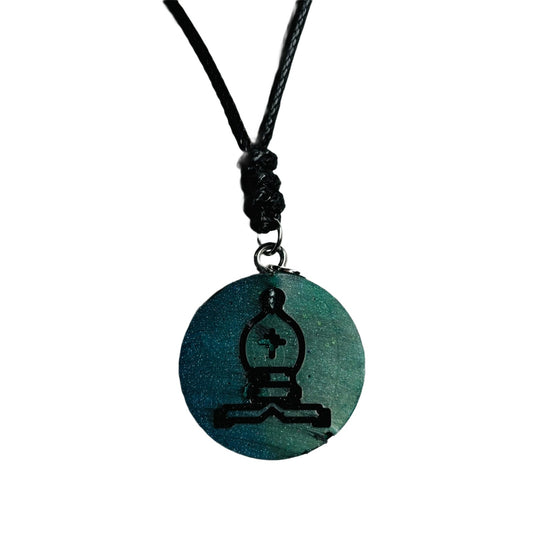 Dark Green Bishop - Handmade Resin Chess Necklace