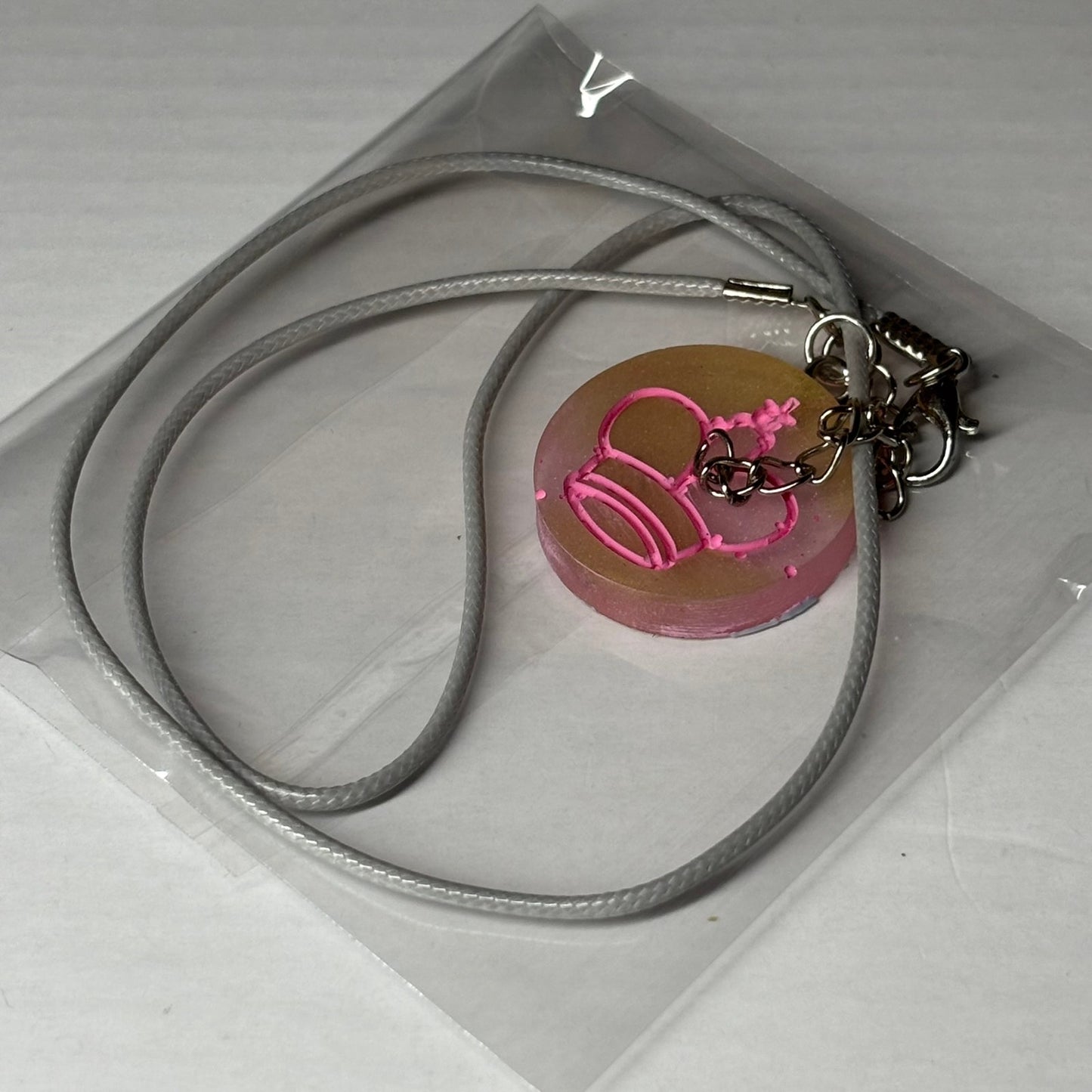 Cream Pink King - Handmade Resin Chess Necklace