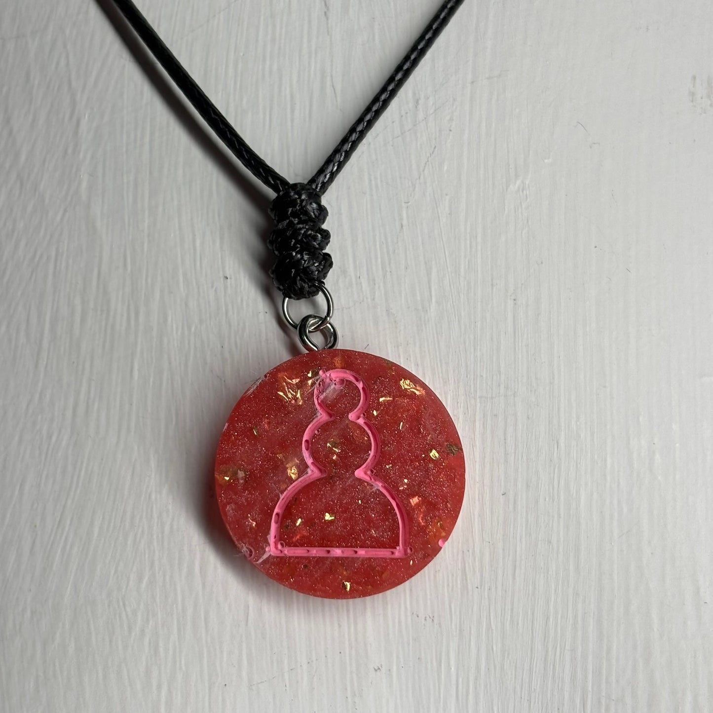 Crystal Red Pawn - Handmade Resin Chess Necklace