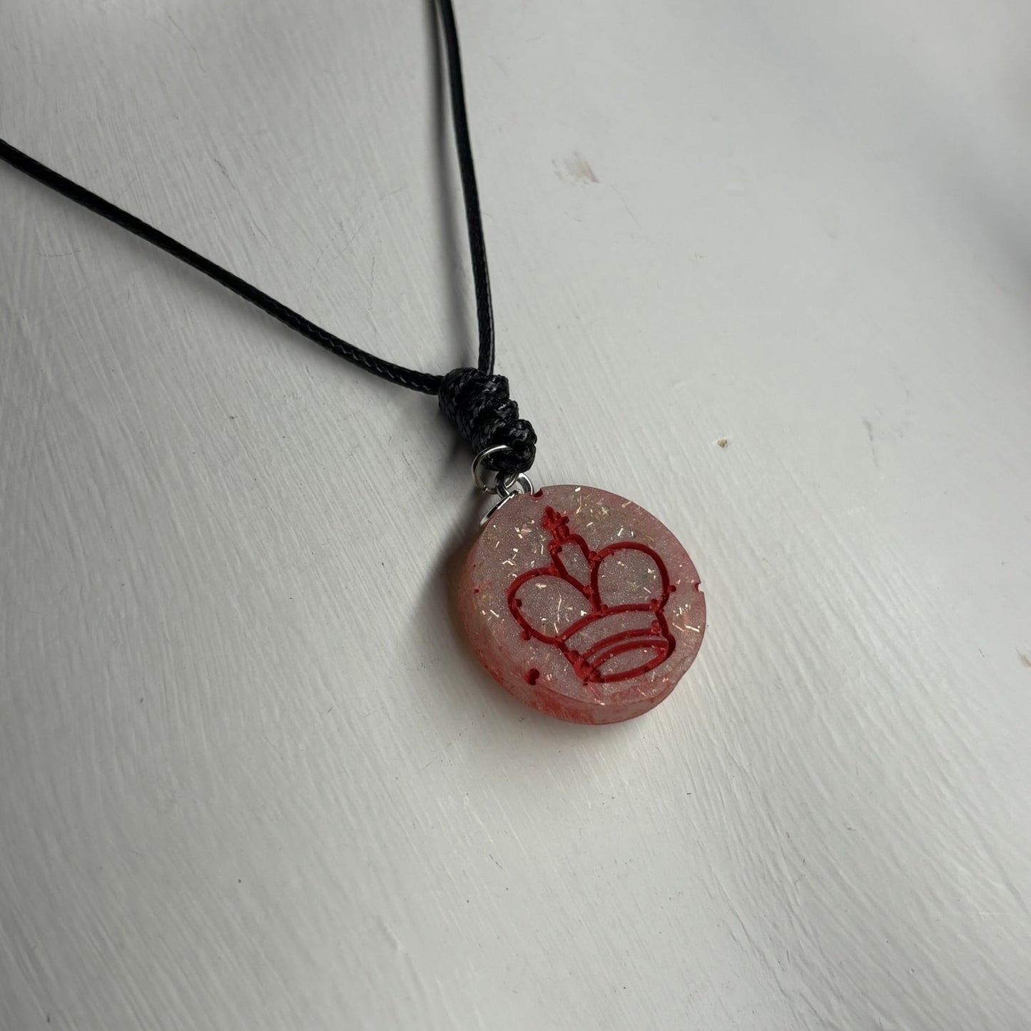 Crystal Red King - Handmade Resin Chess Necklace