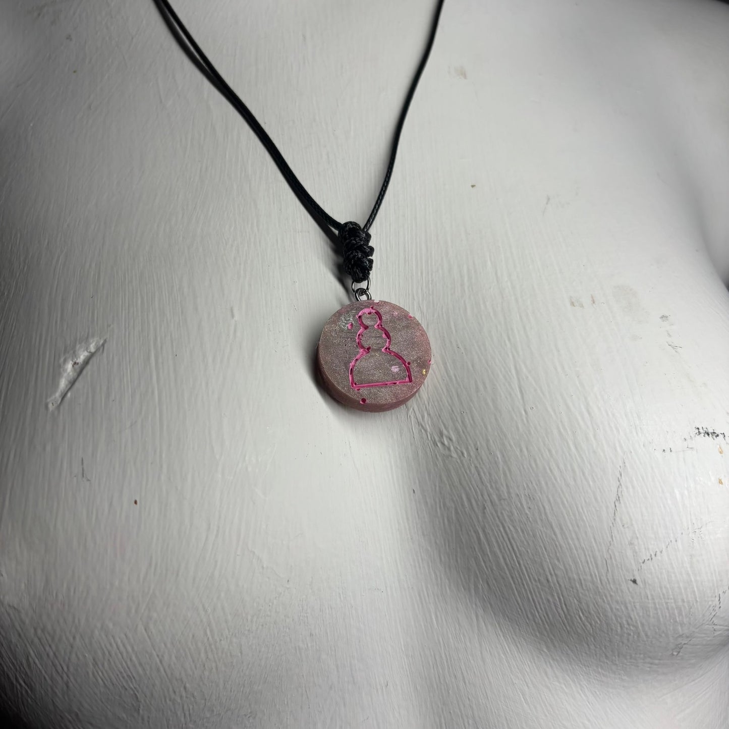 Pink Space Pawn - Handmade Resin Chess Necklace