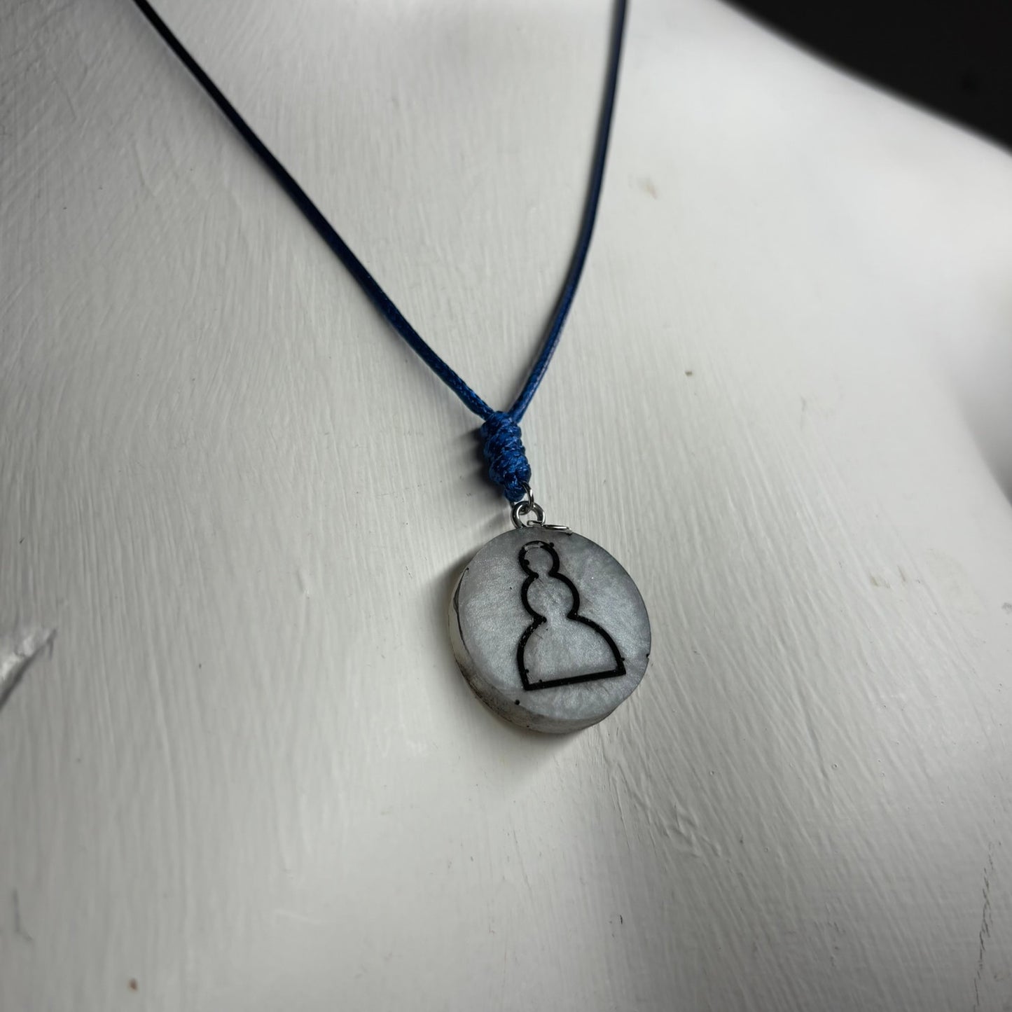 Gray Pawn - Handmade Resin Chess Necklace
